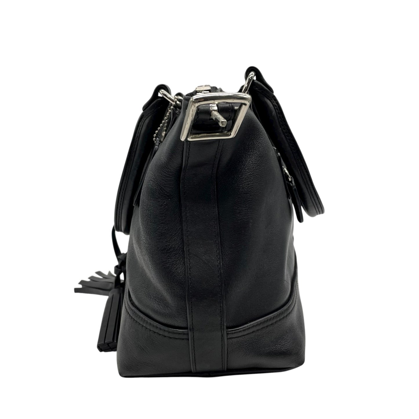 COACH コーチ 2WAYショルダーバッグ ハンドバッグ トートバッグ レザー タッセルチャーム付き ブラック 黒 S90