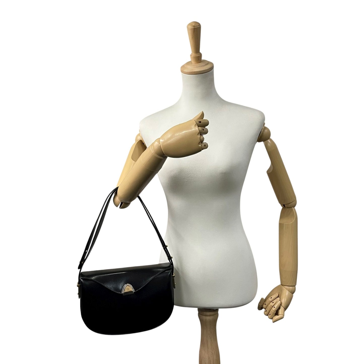 美品 バリー BALLY ショルダーバッグ ワンショルダー ハンドバッグ 2WAY レザー 黒 ブラック 金金具 ゴールド金具 トライアングルロゴ フラップ ヴィンテージ D4