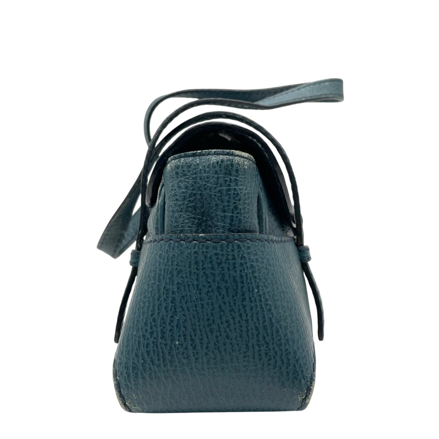 トッズ TOD’S ハンドバッグ ミニボストン グレインレザー 青 ブルー シルバー金具 レディース A7