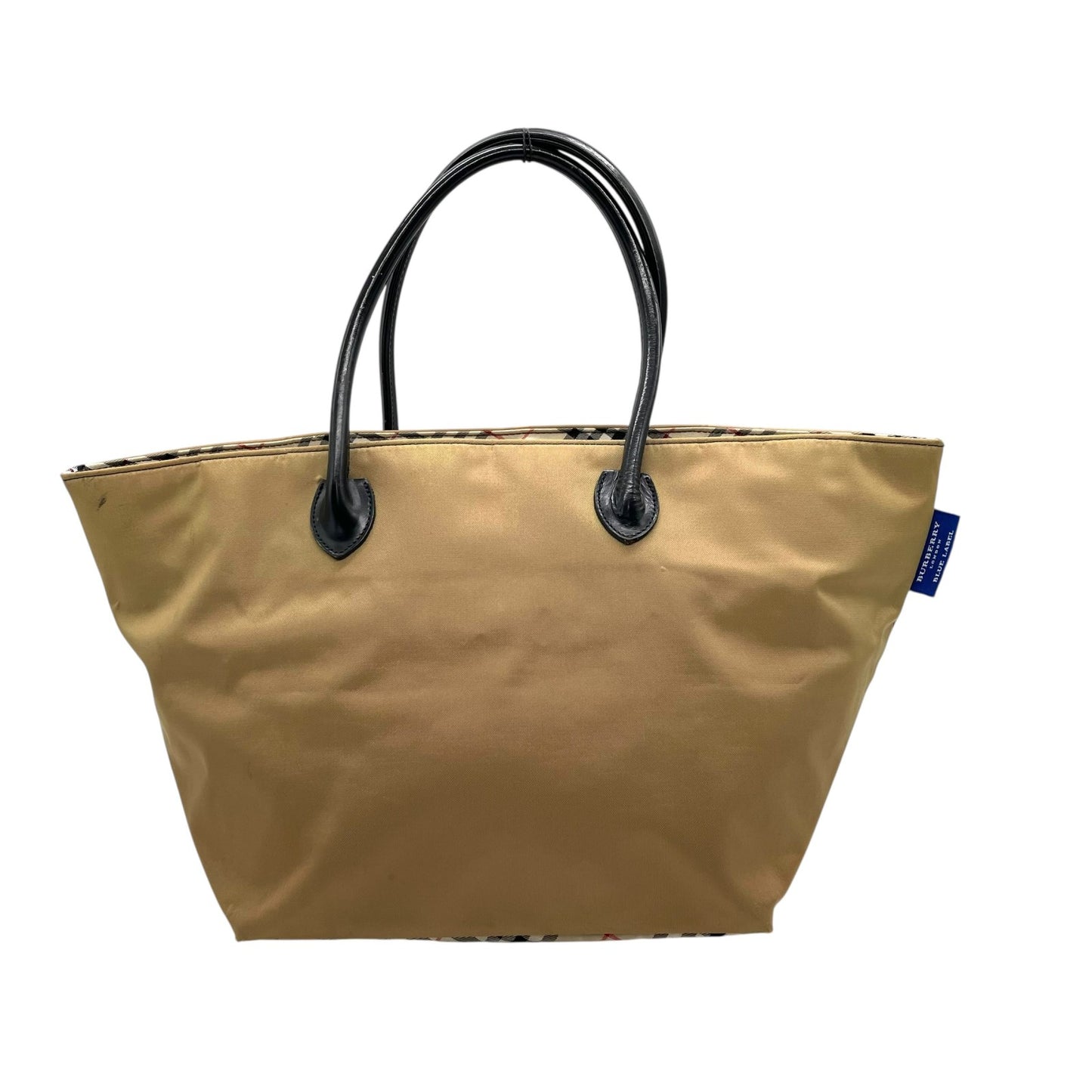 バーバリーブルーレーベル BURBERRY BLUE LABEL ハンドバッグ トートバッグ カーキベージュ ナイロン レザー ノバチェック ファスナー開閉 手提げ レディース Z3