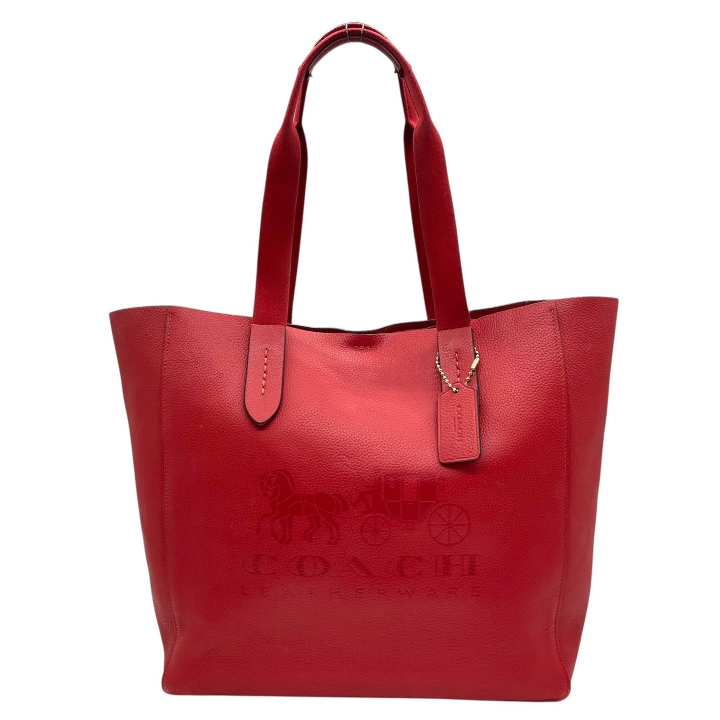 COACH コーチ トートバッグ 赤 レッド レザー ゴールド金具 肩掛け可 A4収納可 25099 ロゴ 馬車柄 レディース U11