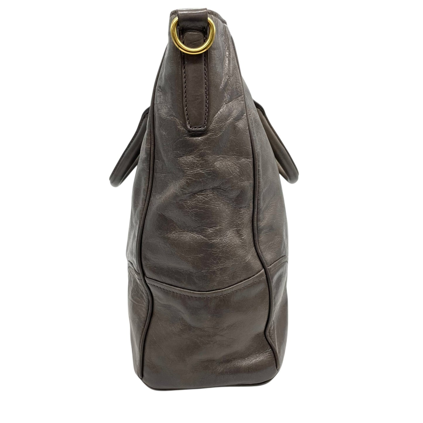 プラダ PRADA トートバッグ ショルダーバッグ 肩掛け 灰色 グレー レザー 金金具 ゴールド金具 2WAY K3