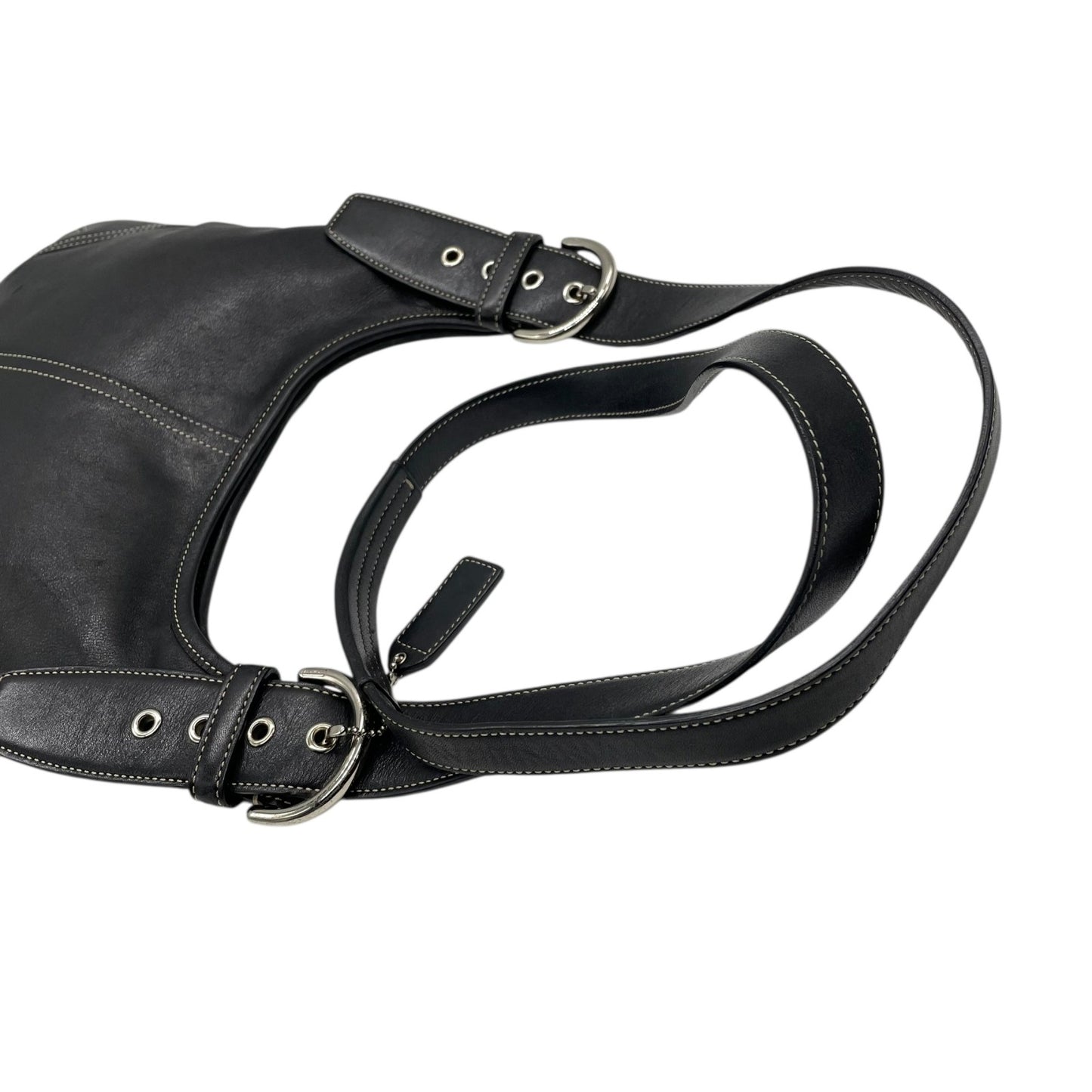 コーチ COACH ショルダーバッグ 9549 レザー 黒 ブラック シルバー金具 ホワイトステッチ 肩掛け 通勤 通学 E5