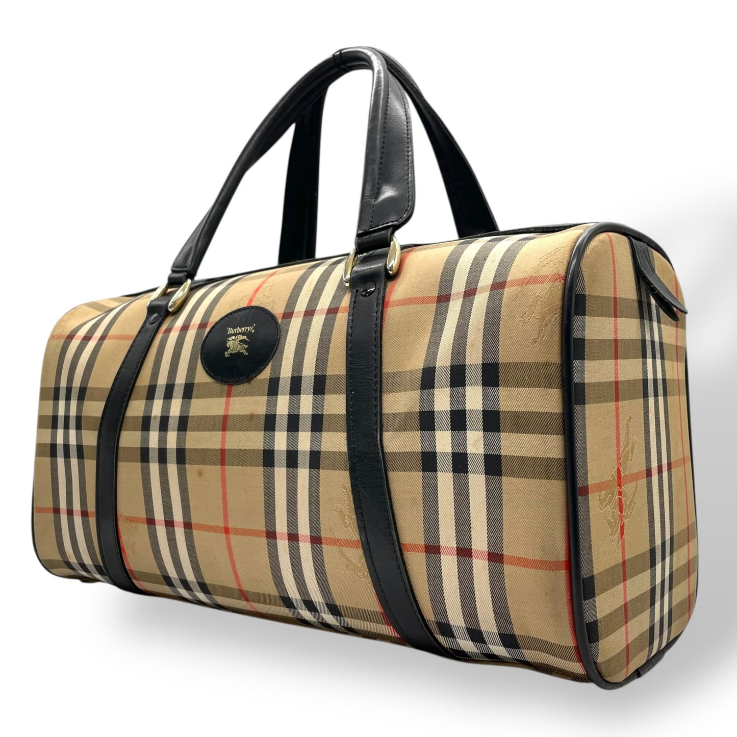 BURBERRY バーバリー ボストンバッグ キャンバス/レザー ベージュ【中古】 レディース