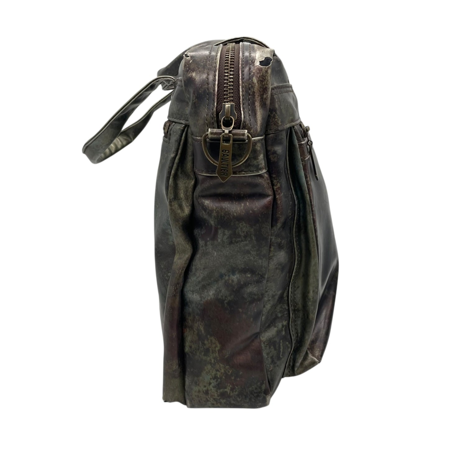 ジャンポールゴルチエ ビジネスバッグ 2WAY ショルダーバッグ Vサイバー 玉虫色 メタリック PVC レザー A4 PC収納可 廃盤 希少 メンズ レディース ユニセックス 通勤 通学 ブリーフケース ヴィンテージ 10