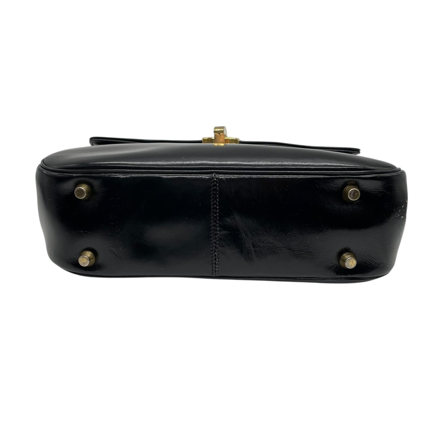 Christian Dior クリスチャンディオール ハンドバッグ ブラック レザー ゴールド金具 ロゴ トップハンドル フラップ フォーマル ヴィンテージ レディース B