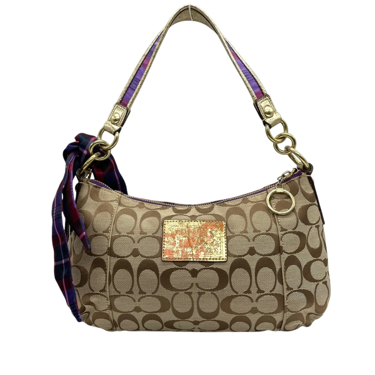 COACH コーチ 15880 ポピー Y2K 00s vintage 2way シグネチャー ハンドバッグ ショルダーバッグ スカーフチャーム 総柄 キャンバス s91