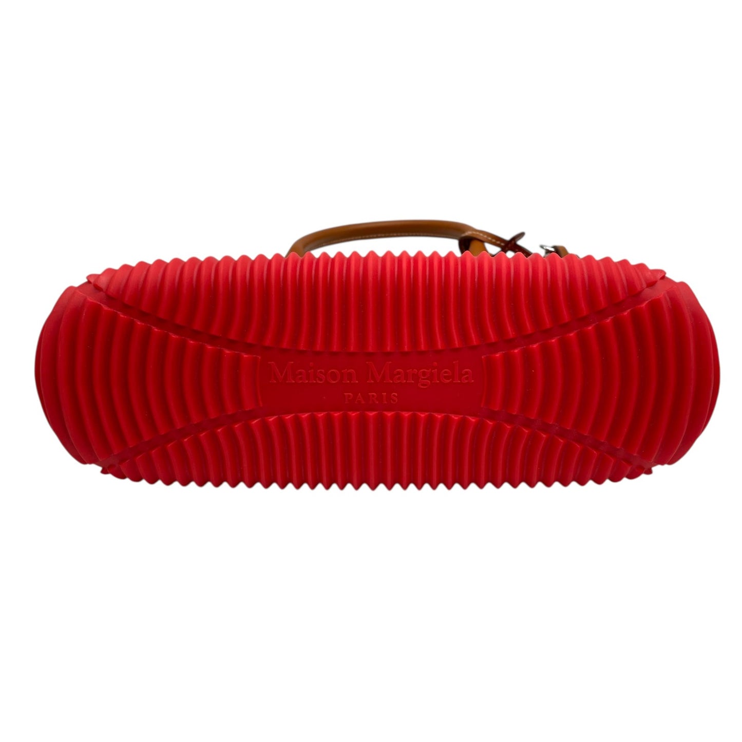 Excellent Authentic Maison Margiela 5AC 2WAY Handbag Mini Bag Red Leather Canvas Checkered SB3WG0009 Crossbody Padlock