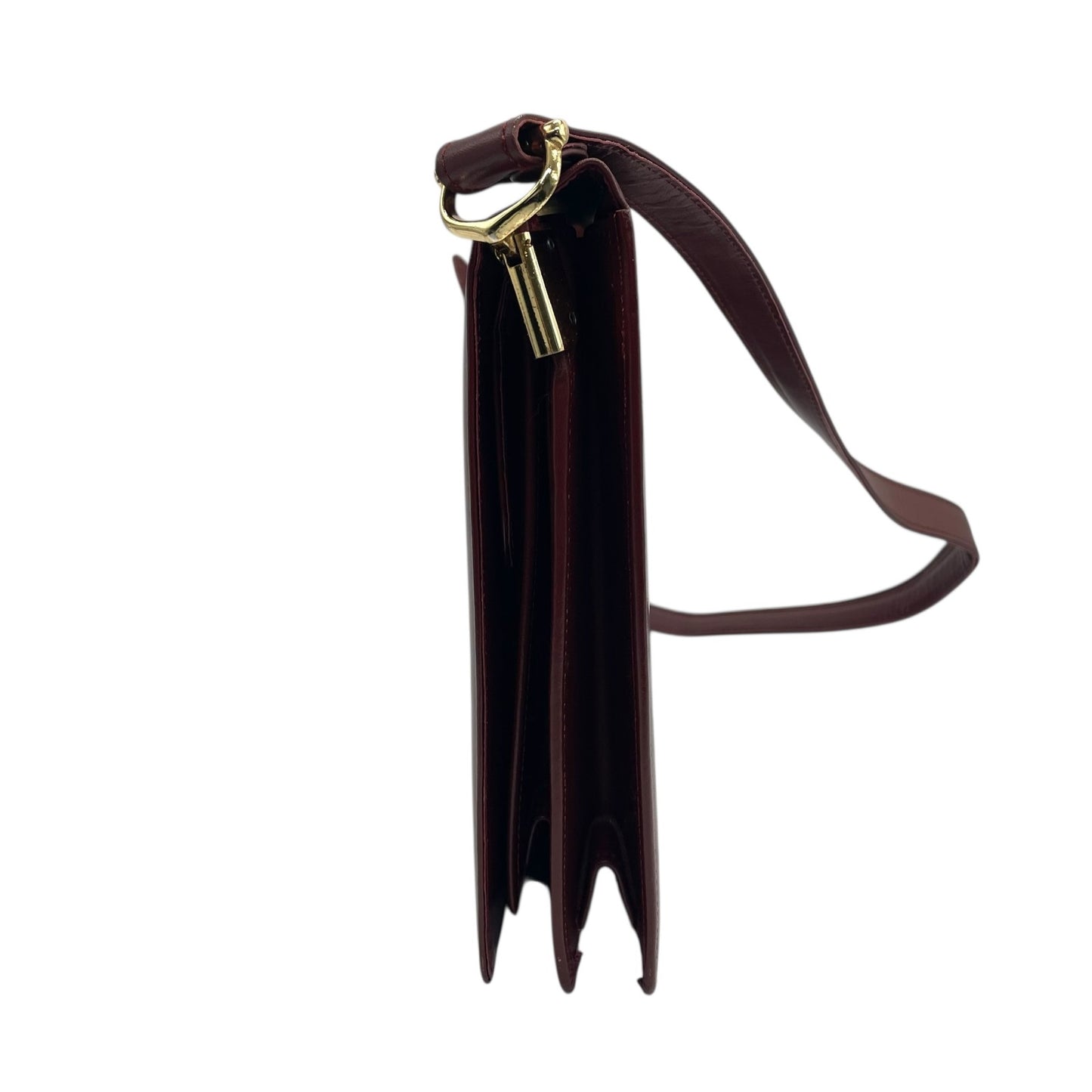 美品 Cartier カルティエ マストライン ショルダーバッグ レザー 赤 ボルドー ワインレッド フラップ開閉 ゴールド金具 肩掛け可 レディース 2Cモチーフ B5