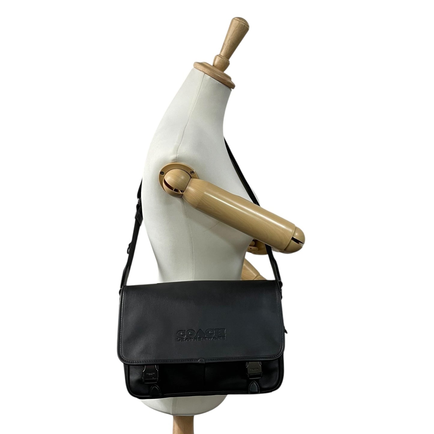 極美品 COACH コーチ League リーグ メッセンジャーバッグ C9157 ショルダーバッグ ボディバッグ レザー 黒 ブラック 斜め掛け可 メンズ レディース K5