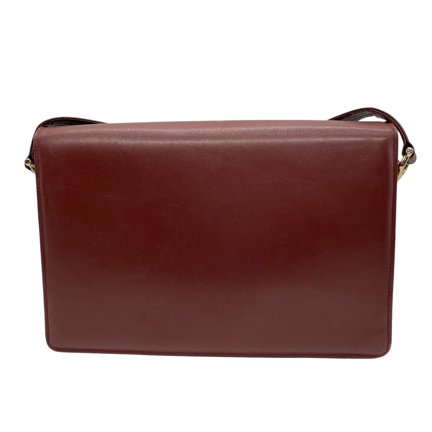 Cartier カルティエ マストライン ショルダーバッグ 赤 ボルドー ワインレッド レザー ゴールド金具 肩掛け可 斜め掛け可 2Cモチーフ マストドゥカルティエ ヴィンテージ レディース E2