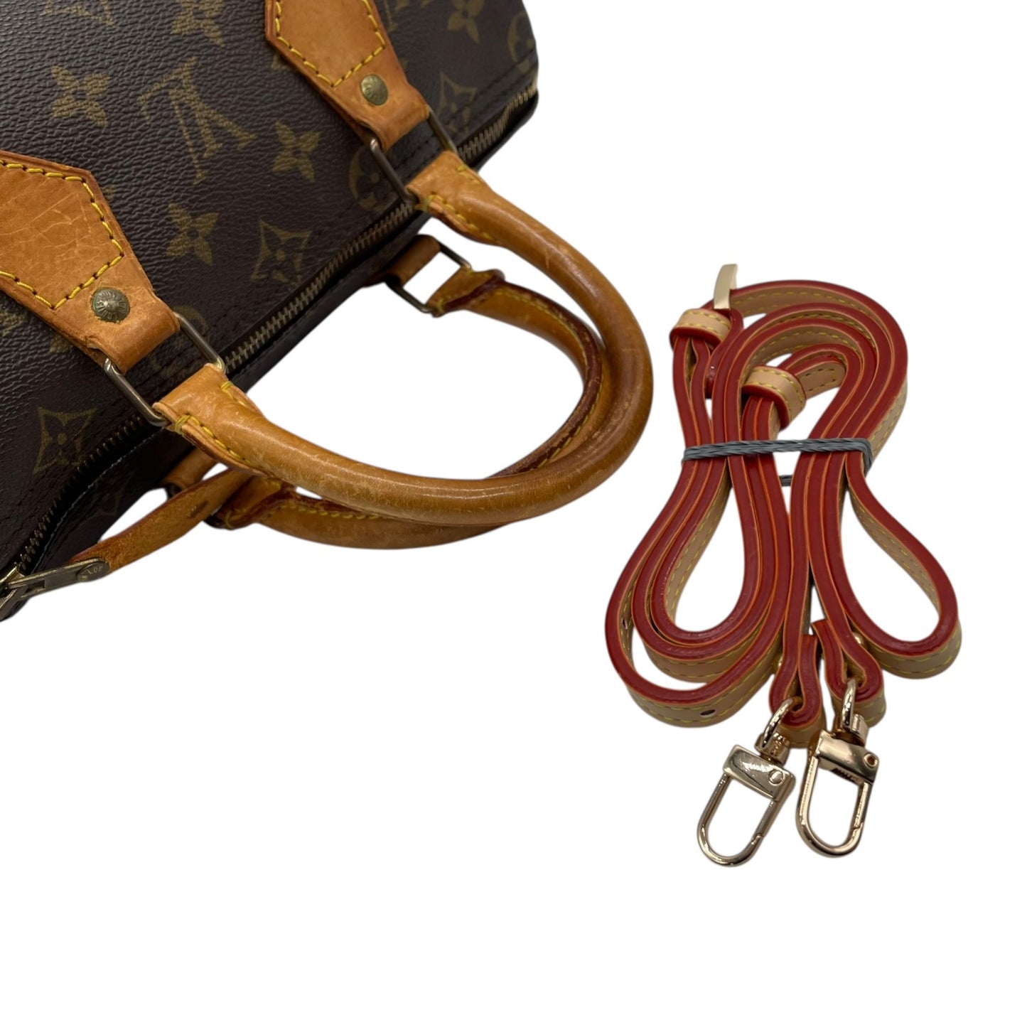 Authentic Louis Vuitton Speedy 25 Monogram Mini Boston Bag Brown Leather M41109