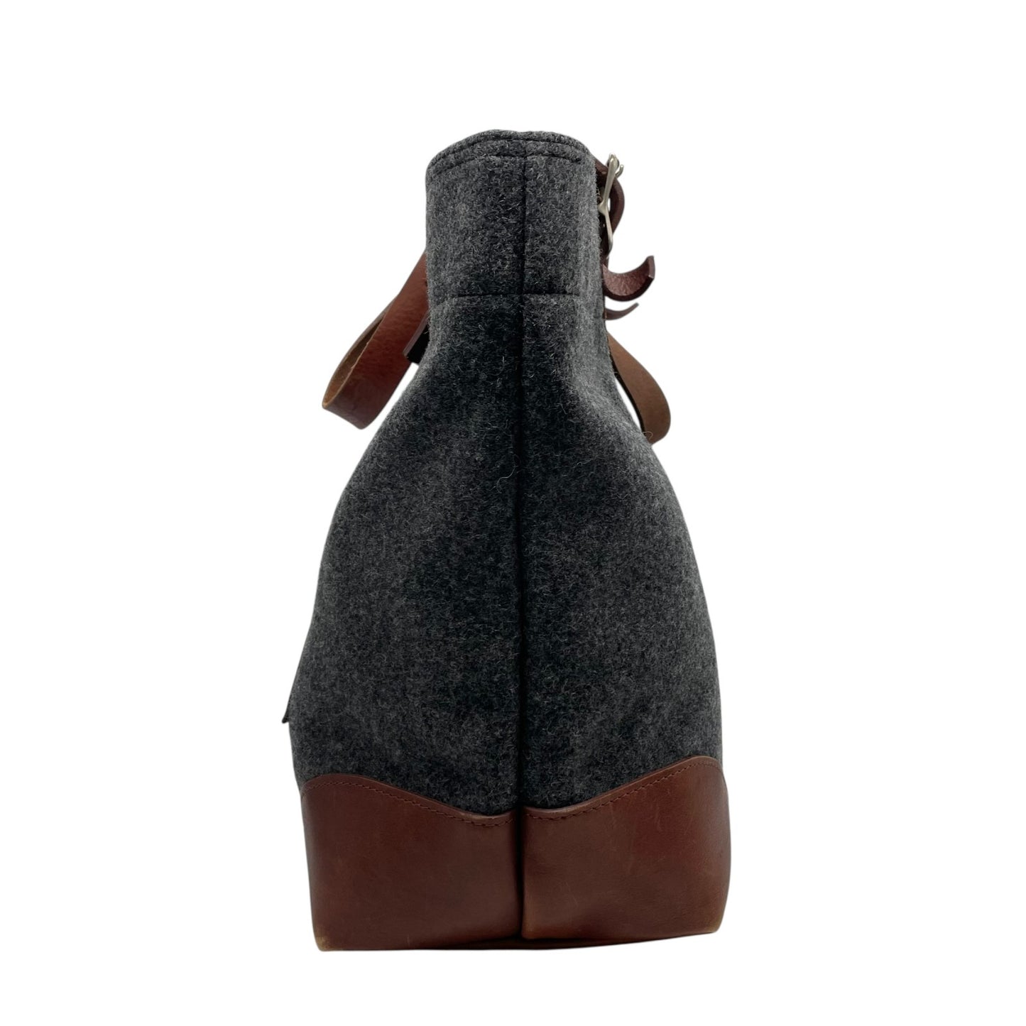 COMME des GARCONS HOMME コムデギャルソンオム トートバッグ グレー ブラウン ウール レザー シルバー金具 手提げ 肩掛け可 レディース U14