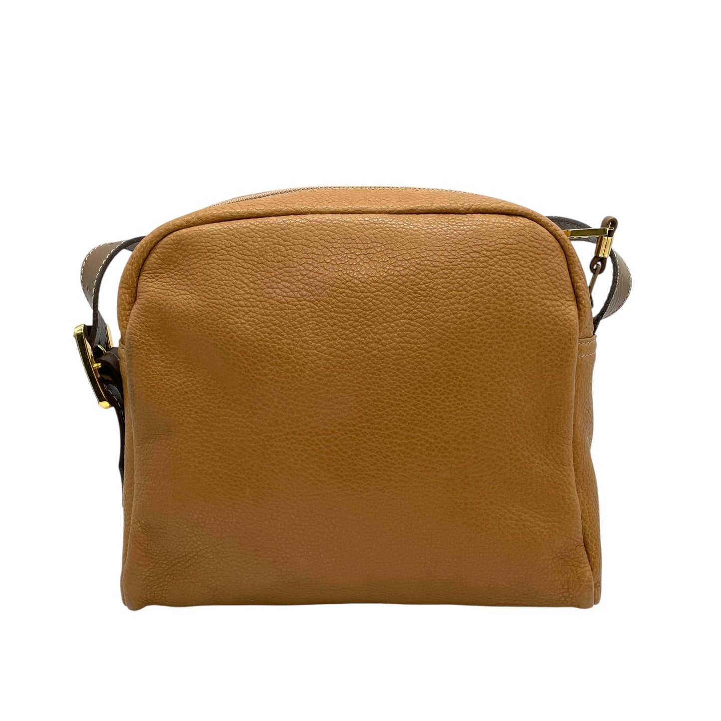 Authentic LOEWE Anagram Embossed Leather Shoulder Bag Camel Gold