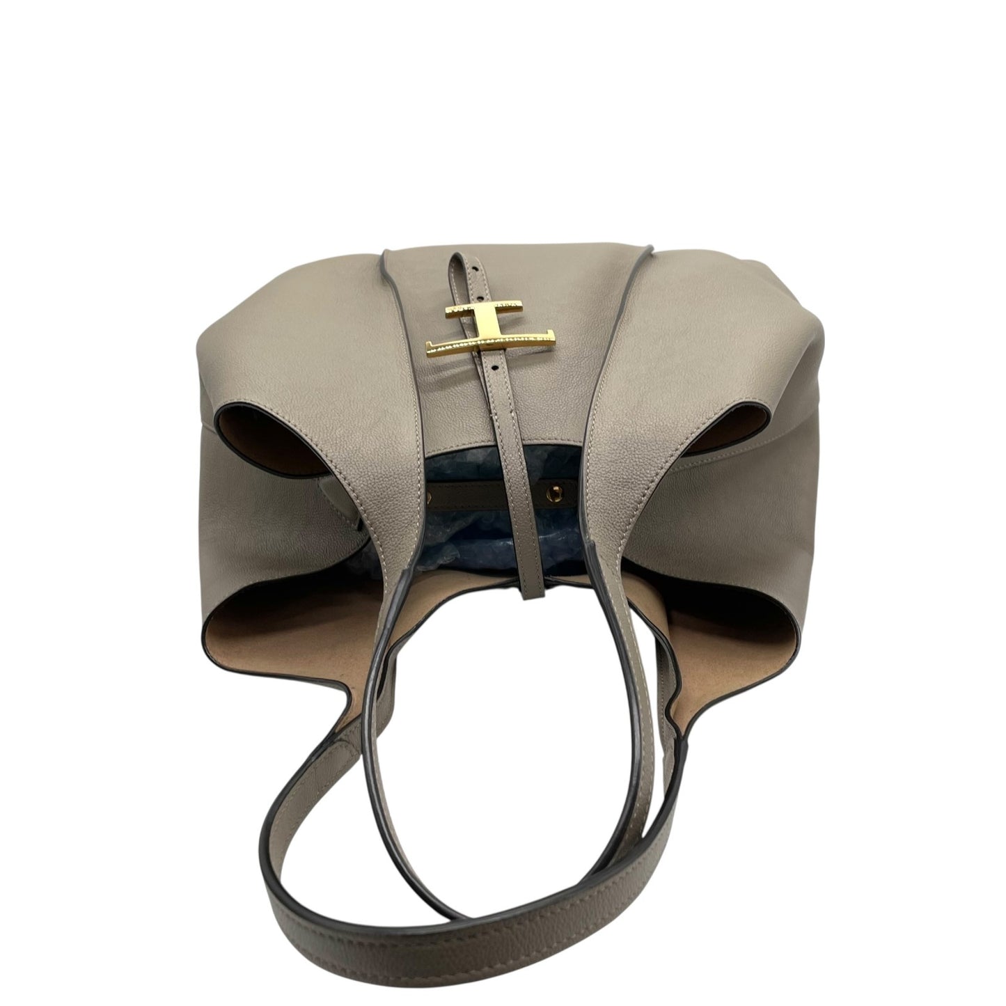 極美品 TOD'S トッズ T タイムレス レザー トートバッグ グレージュ ゴールド金具 ポーチ付き 大容量 肩掛け可 レディース 正規品 D