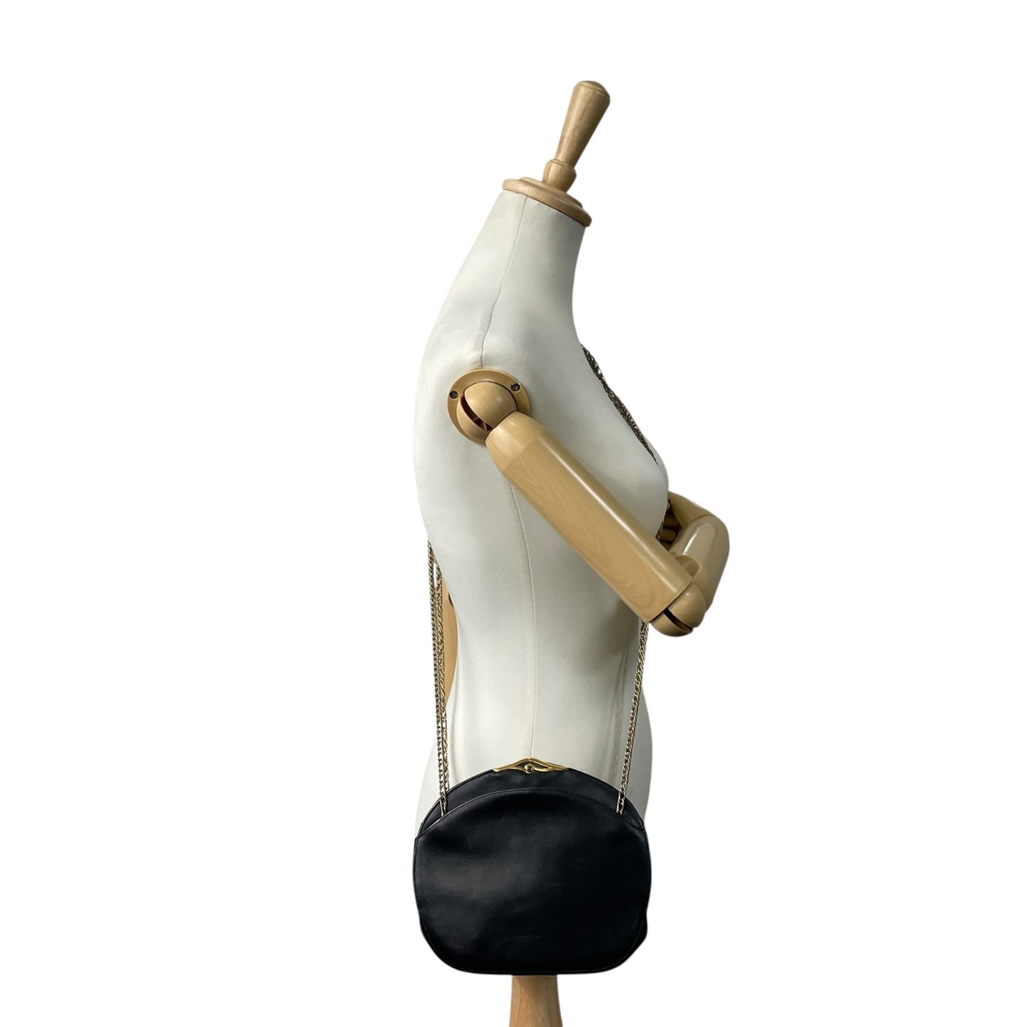 希少 ヴィンテージ Cartier カルティエ サファイアライン チェーンショルダーバッグ 黒 ブラック レザー ゴールドチェーン クロスボディ ダブルチェーン 完売 人気 K10