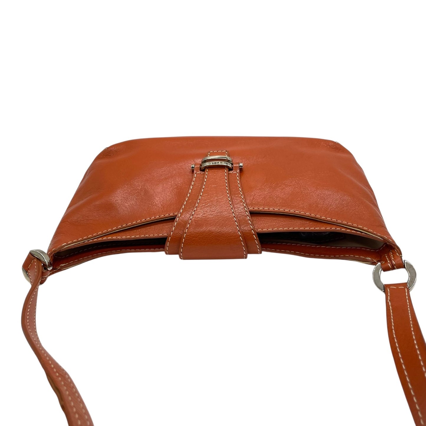 CELINE セリーヌ ショルダーバッグ ワンショルダー ベルトデザイン オレンジ ヴィンテージ シルバー金具 本革 レザー K6