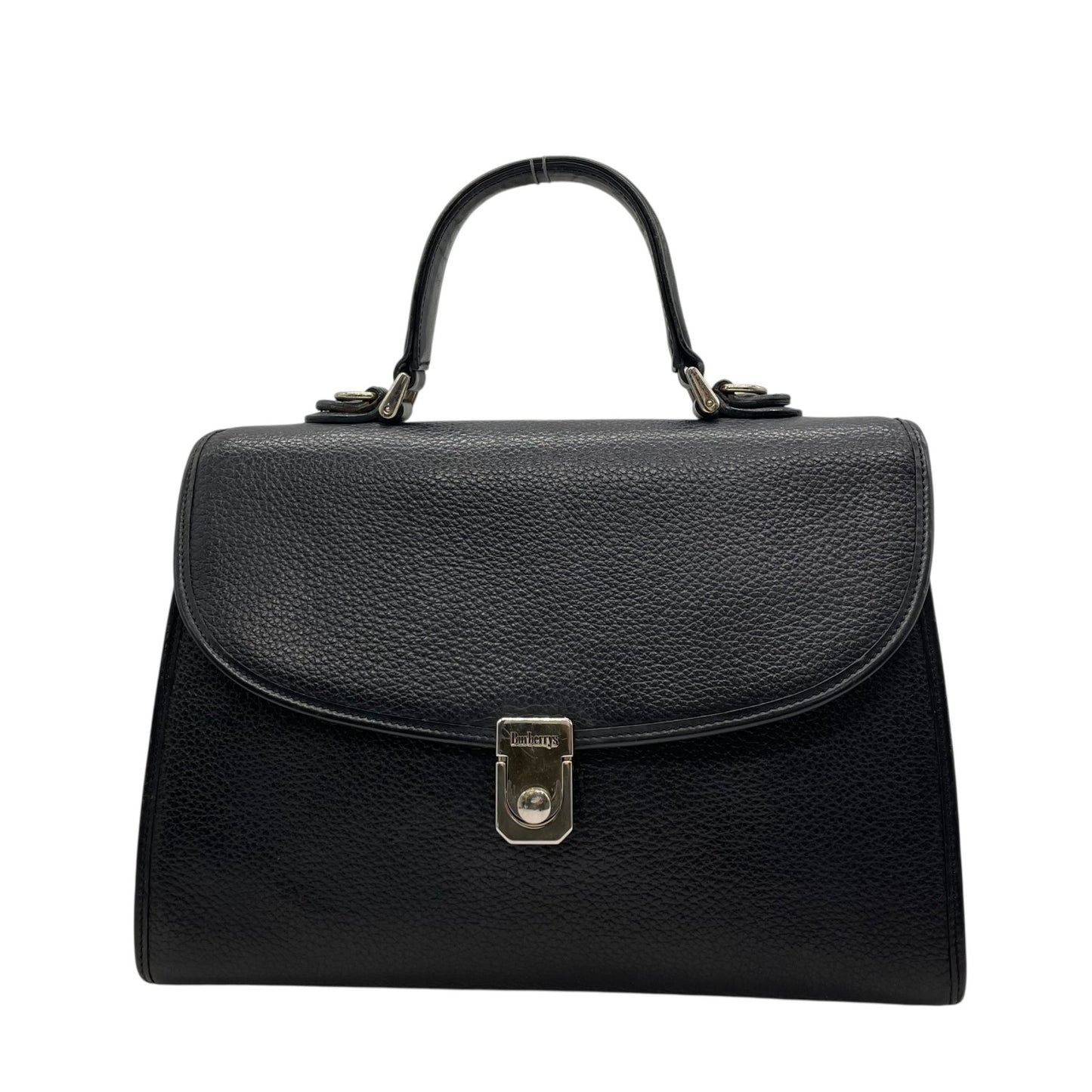 美品 BURBERRYS バーバリーズ フォーマル 2WAY ハンドバッグ ショルダーバッグ シボ革 レザー ブラック シルバー金具 ノバチェック シャドーホース ヴィンテージ C5