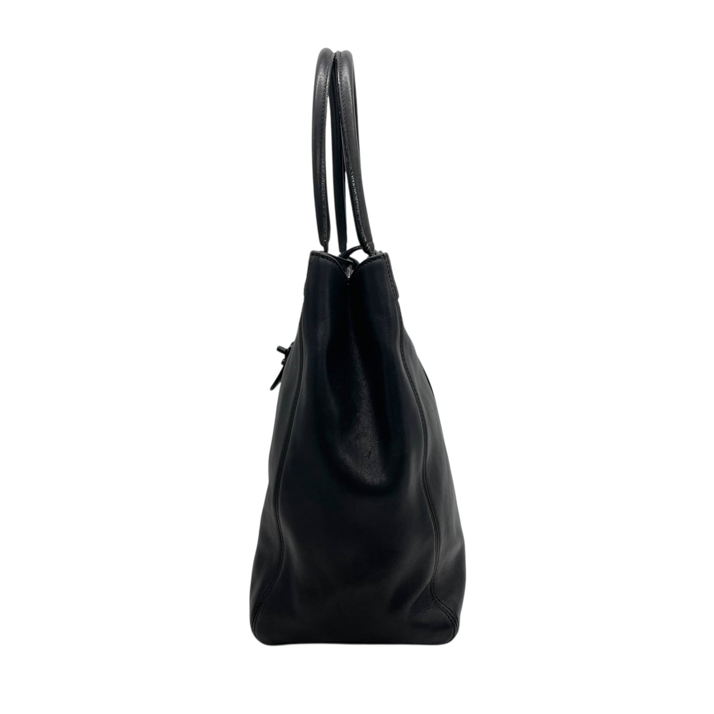 CHANEL シャネル トートバッグ ブラック 黒 カーフレザー 本革 ココマーク ターンロック ハンドバッグ 大容量 ヴィンテージ シール有 正規品 C