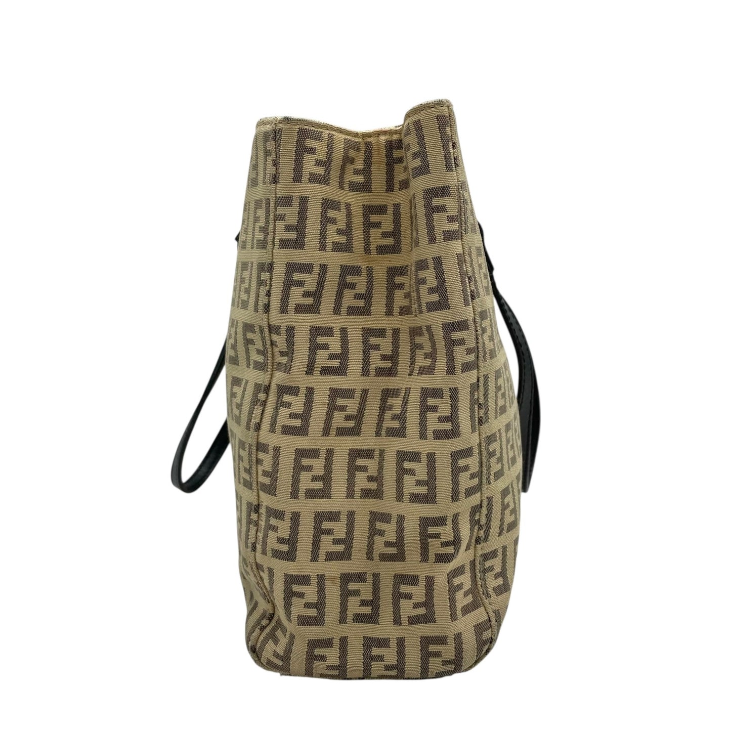 美品 FENDI フェンディ ズッキーノ ハンドバッグ ミニトート ベージュ ブラック キャンバス レザー シルバー金具 FF柄 ズッカ柄 レディース ヴィンテージ B3