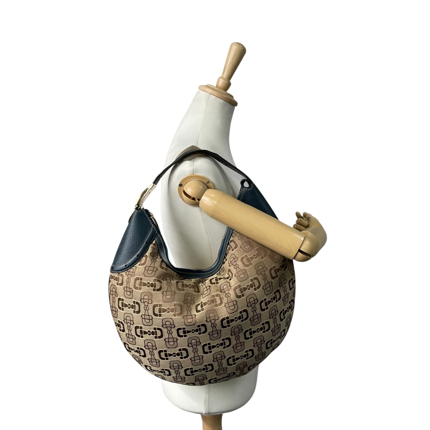 GUCCI グッチ ホースビット柄 ショルダーバッグ ワンショルダー ハンドバッグ キャンバス ブラウン ゴールド金具 Y2K C3