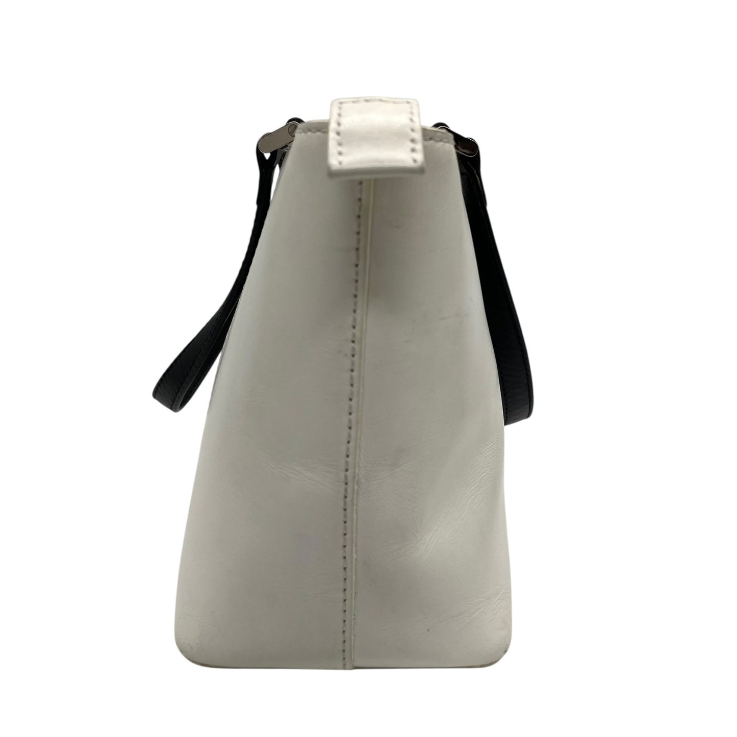 BURBERRY バーバリー ハンドバッグ 白 ホワイト 黒 ブラック レザー シルバー金具 ロゴ 横長 Y2K ノバチェック レディース C2