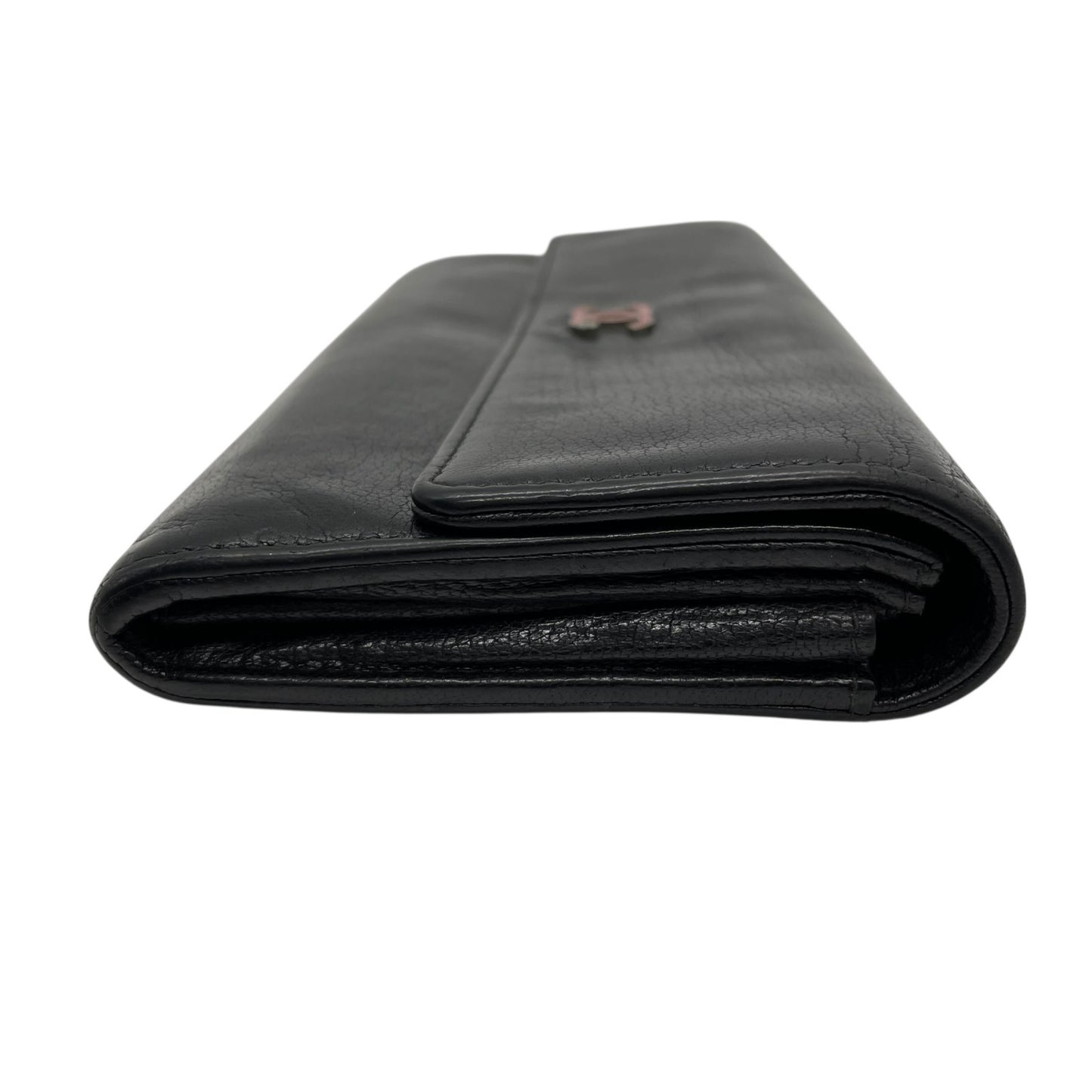 CHANEL シャネル ココマーク ラッキーフラワー クローバー 二つ折り 長財布 レザー 黒 ブラック フラワープリント レディース ヴィンテージ W5