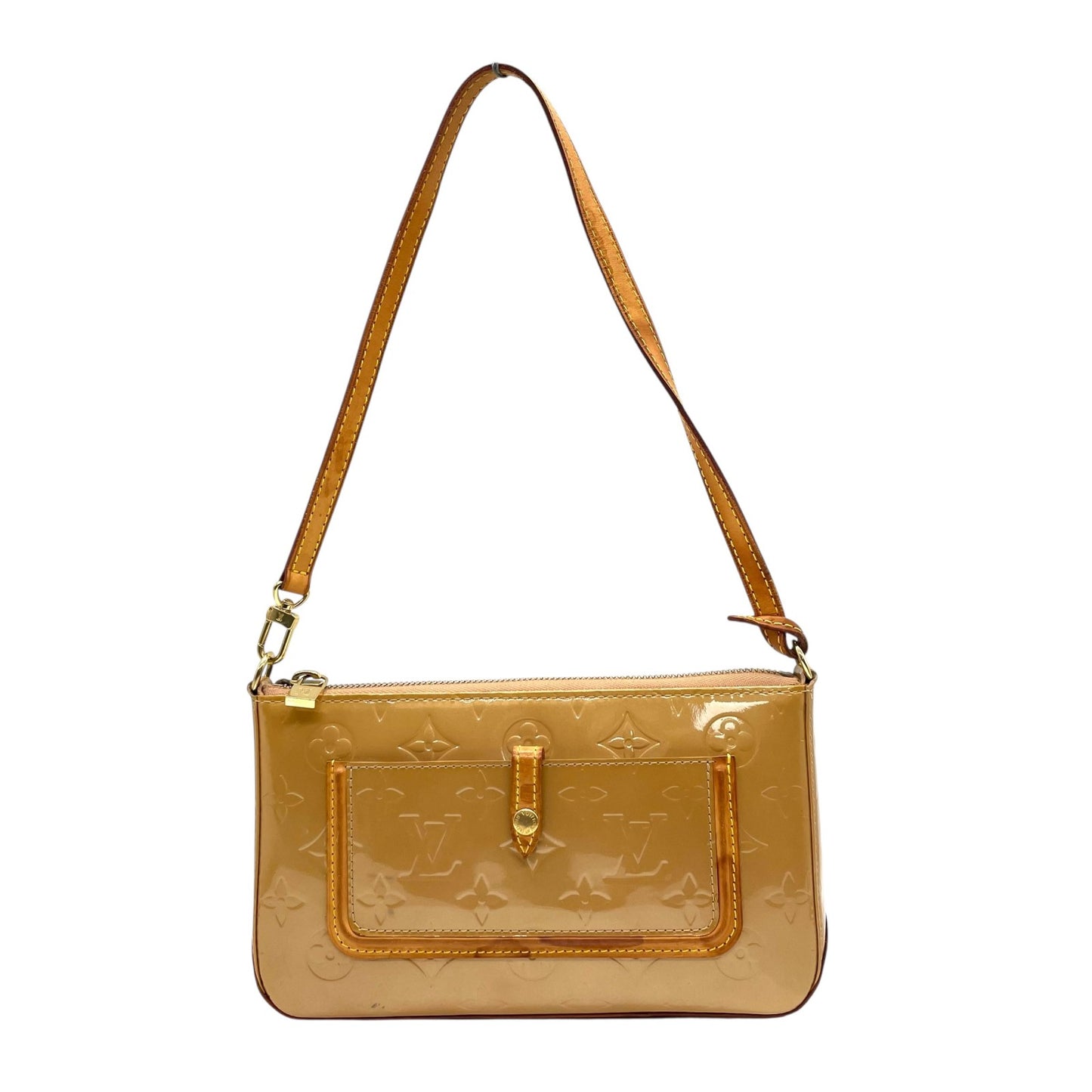 LOUIS VUITTON ルイヴィトン モノグラム ヴェルニ ハンドバッグ マロリー・スクエア M91197 アクセサリーポーチ ミニバッグ ハンドバッグ ワンショルダー 肩掛け可 キャメル ブラウン パテントレザー ゴールド金具 レディース K4