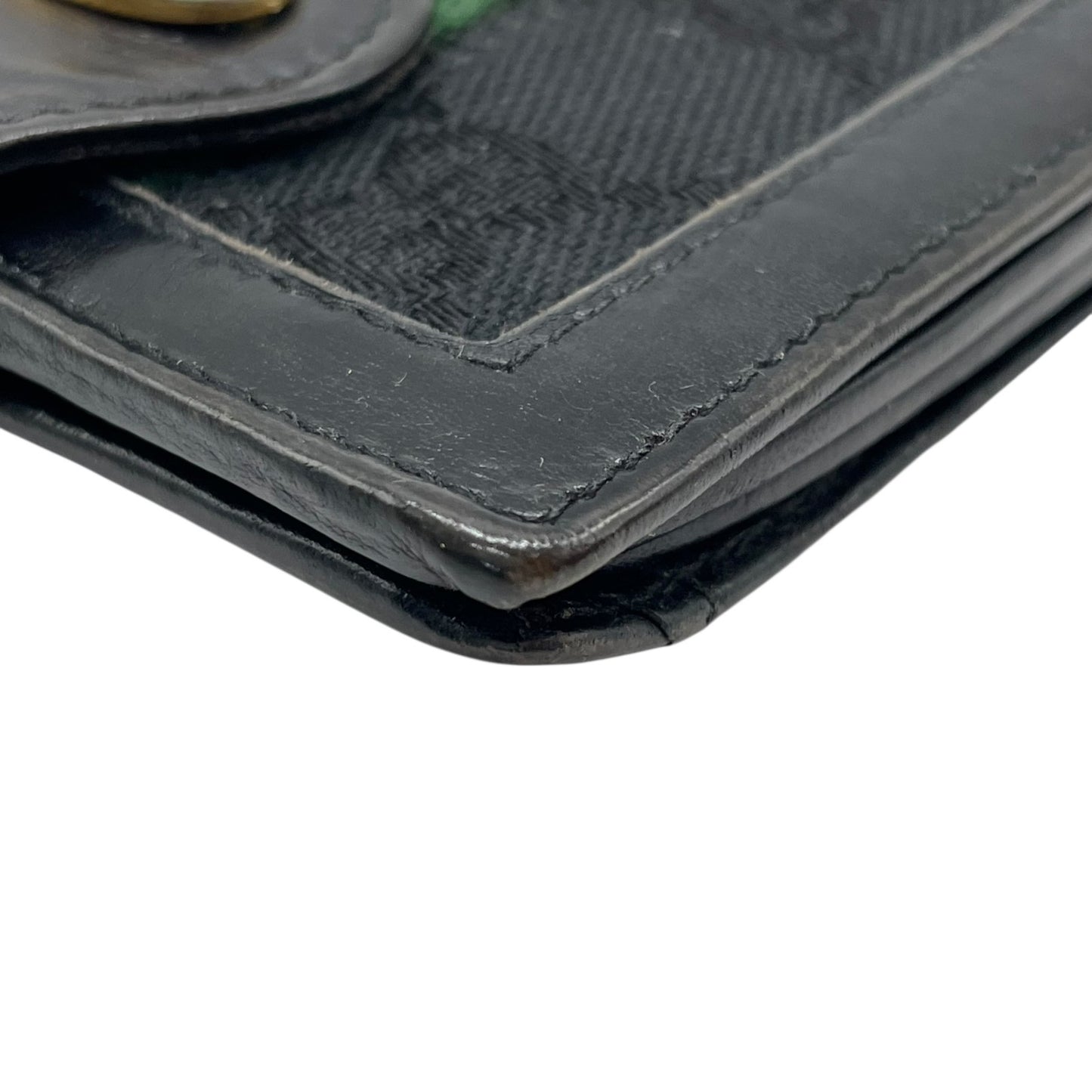 グッチ GUCCI シェリーライン 二つ折り財布 GGキャンバス レザー 黒 ブラック ゴールド金具 ヴィンテージ W4