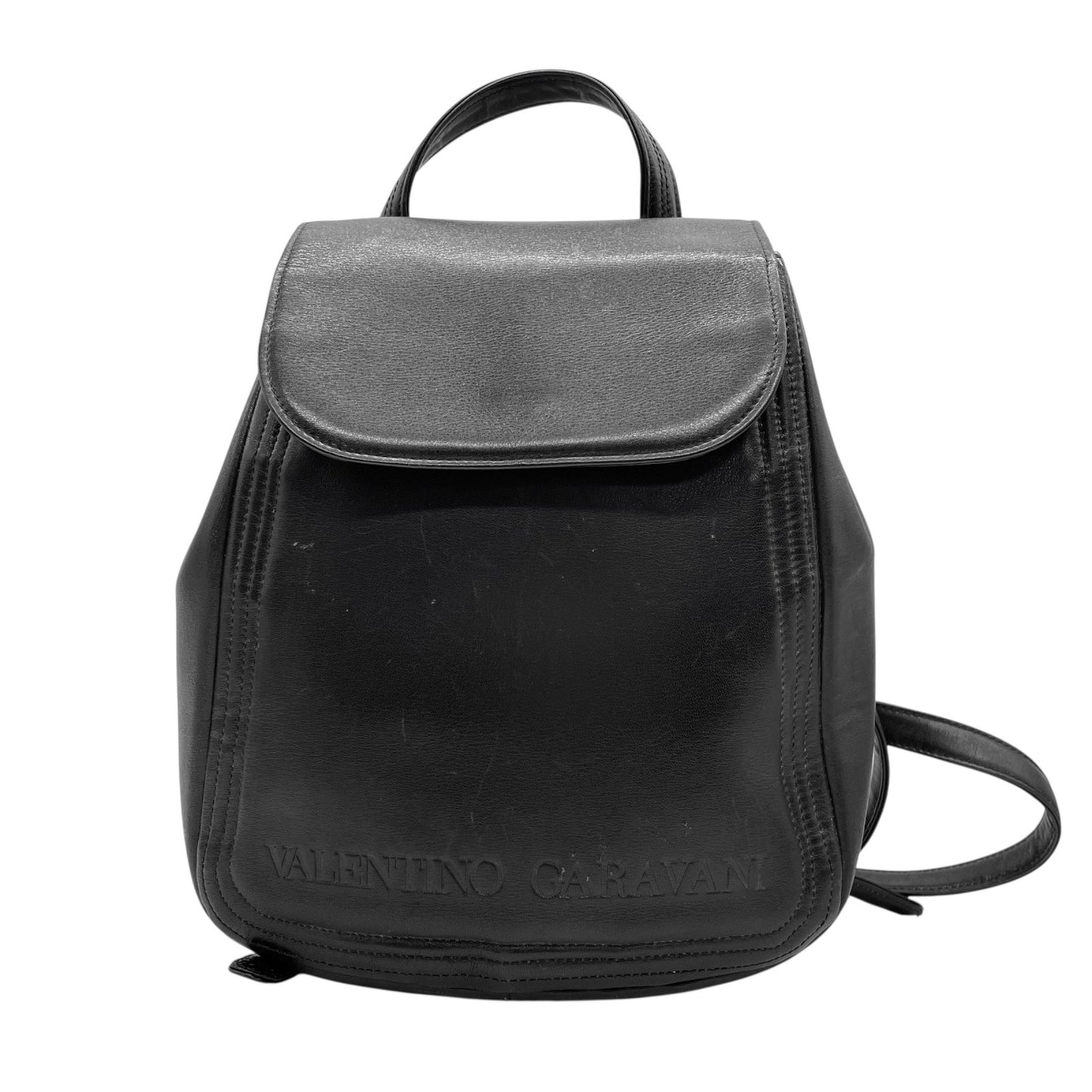 VALENTINO GARAVANI ヴァレンティノ ガラヴァーニ リュックサック バックパック フラップ付き 本革 レザー ブラック ロゴ メンズ レディース K5