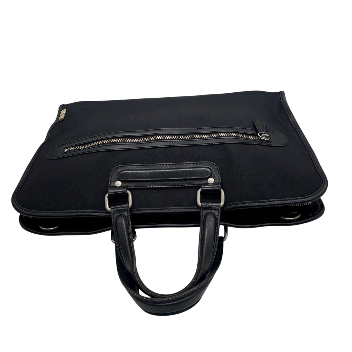 ポールスミス Paul Smith ビジネスバッグ ブリーフケース ナイロン×レザー 黒 ブラック マルチストライプ メンズ S14