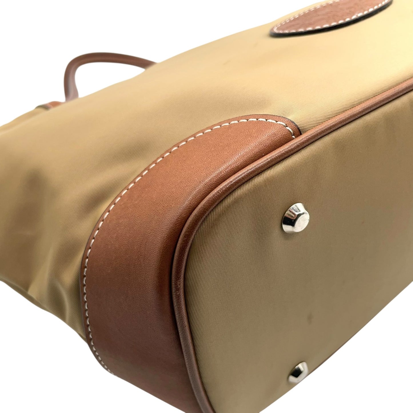 ダックス DAKS トートバッグ ナイロン×レザー ベージュ 茶色 ブラウン A4収納可 レディース メンズ兼用 S68