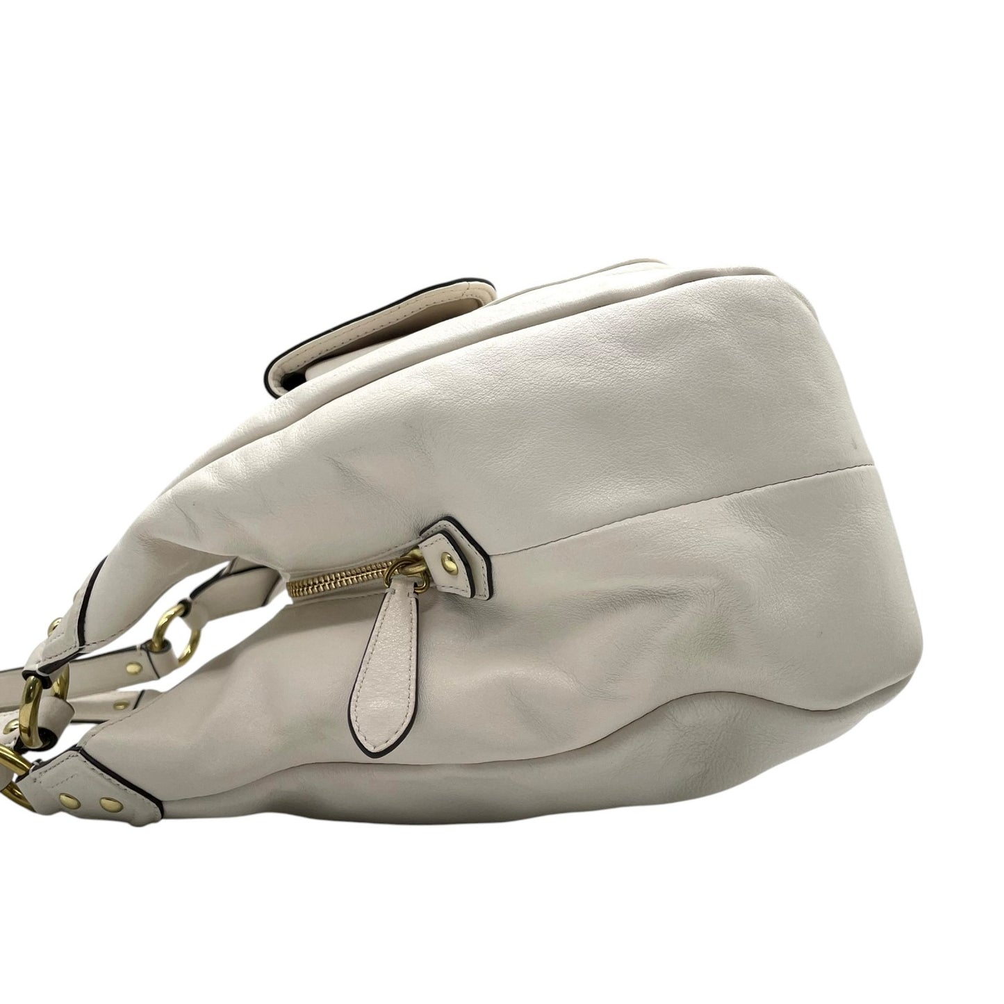 コーチ COACH ショルダーバッグ ワンショルダー レザー 白 ホワイト バックルデザイン 金金具 ゴールド金具 レディース T3