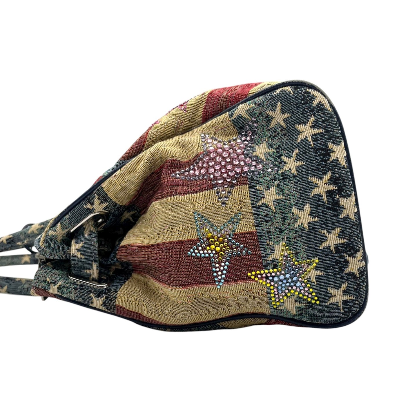 シンクビー Think Bee! ハンドバッグ トートバッグ アメリカ国旗 星柄 ラインストーン スパンコール マルチカラー デニム S90