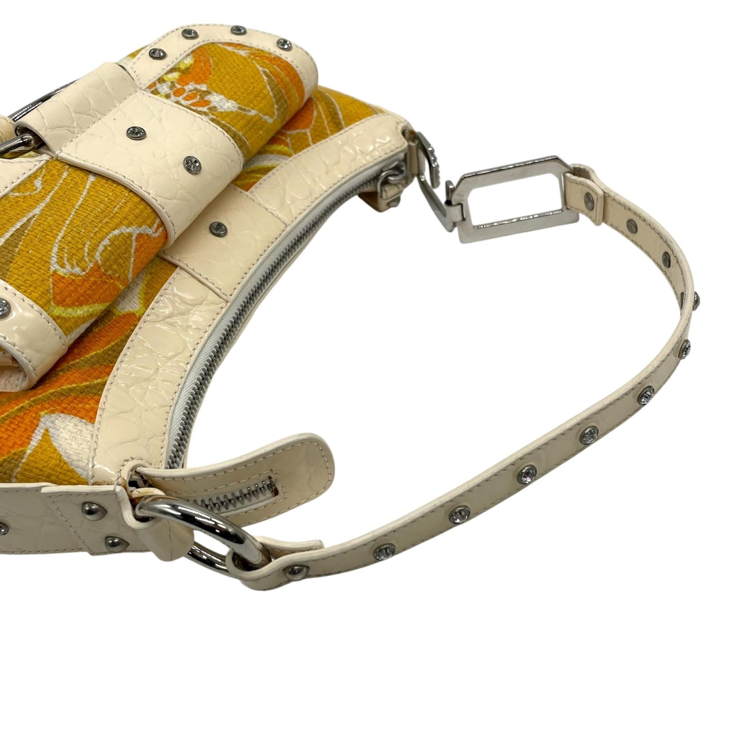 ドルチェ＆ガッバーナ DOLCE & GABBANA D&G ドルガバ ミニバッグ ワンショルダー クロコ型押し フラワー柄 オレンジ イエロー C5