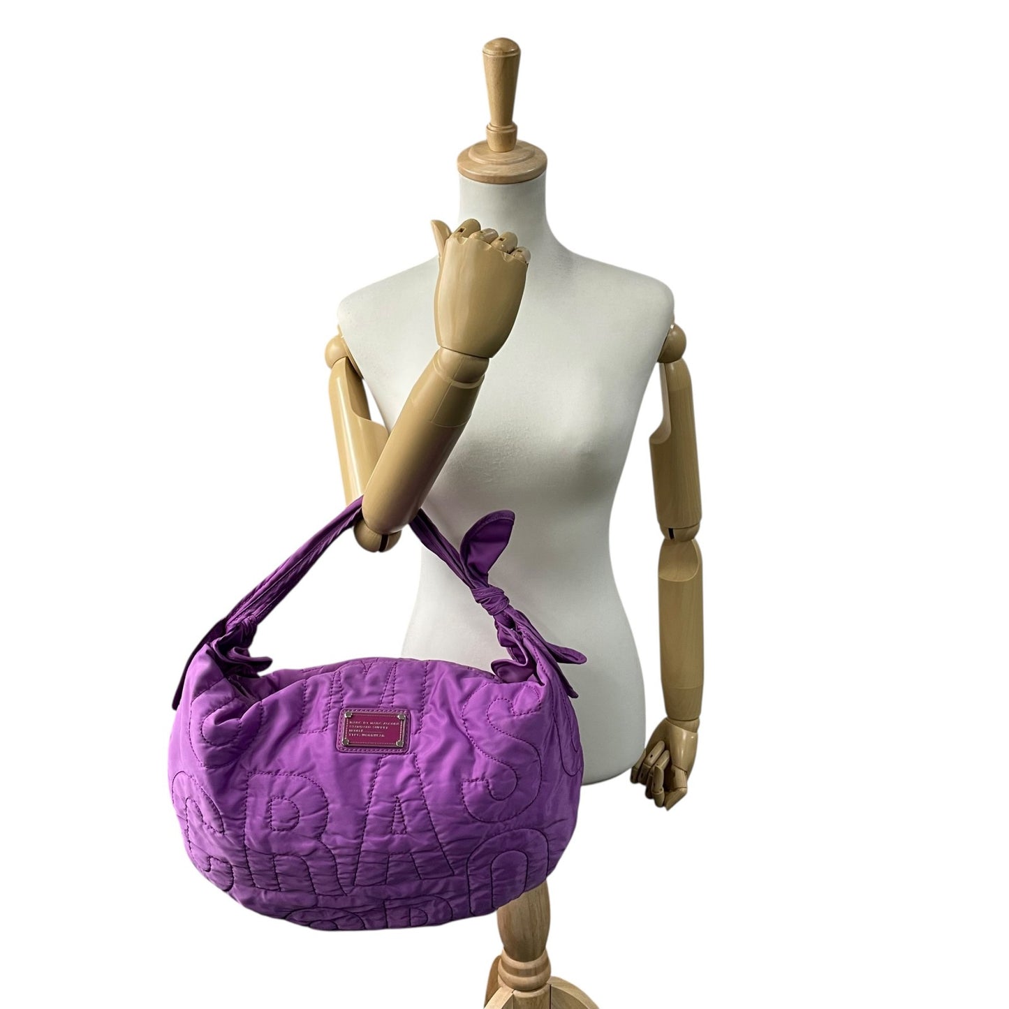 美品 マークバイマークジェイコブス MARC BY MARC JACOBS ナイロン キルティング ショルダーバッグ ハンドバッグ ワンショルダー 紫 パープル T4