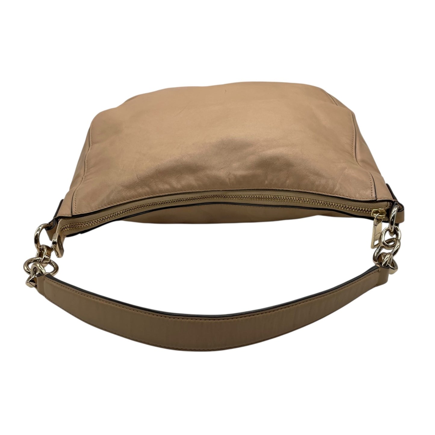 COACH コーチ チェルシー ワンショルダーバッグ ハンドバッグ ピンクベージュ レザー ゴールド金具 ホーボー 肩掛け可 ロゴ レディース T4