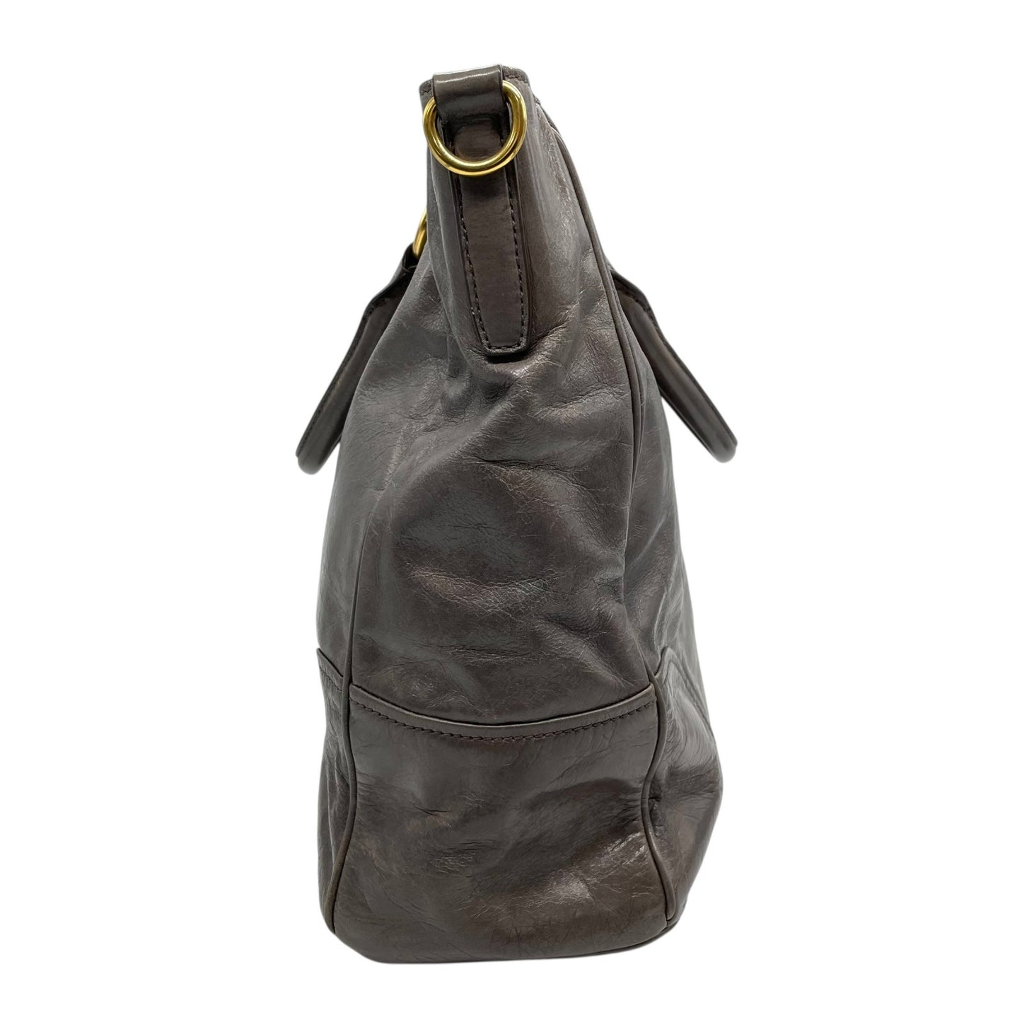 プラダ PRADA トートバッグ ショルダーバッグ 肩掛け 灰色 グレー レザー 金金具 ゴールド金具 2WAY K3