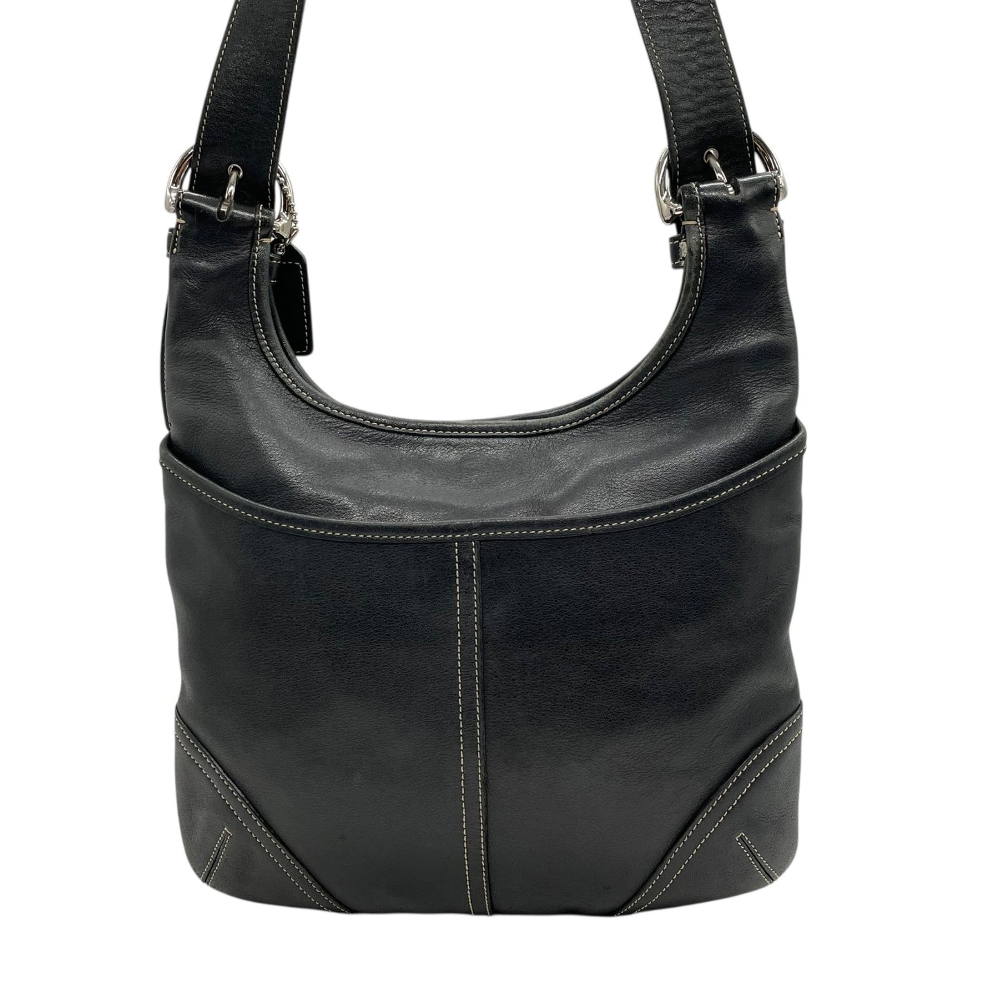 コーチ COACH ショルダーバッグ 9549 レザー 黒 ブラック シルバー金具 ホワイトステッチ 肩掛け 通勤 通学 E5