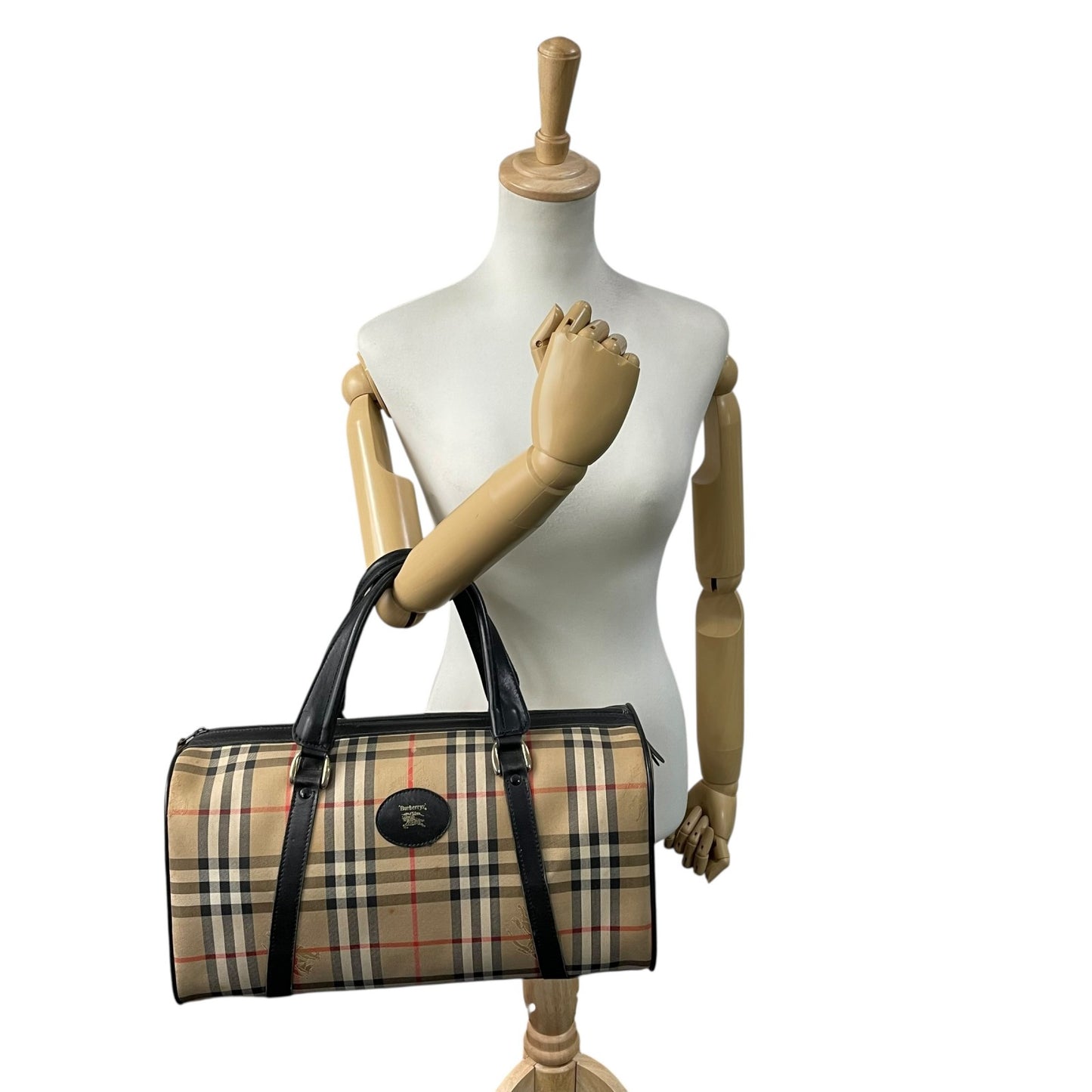 BURBERRY バーバリー ボストンバッグ キャンバス/レザー ベージュ【中古】 レディース