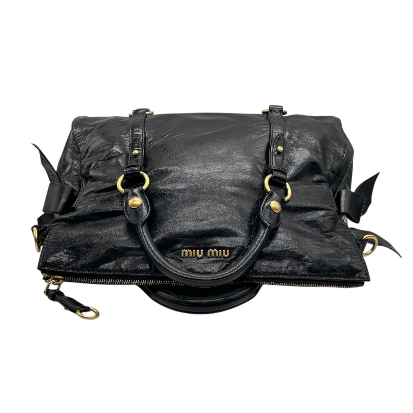 MIUMIU ミュウミュウ ハンドバッグ レザー ブラック【中古】 レディース