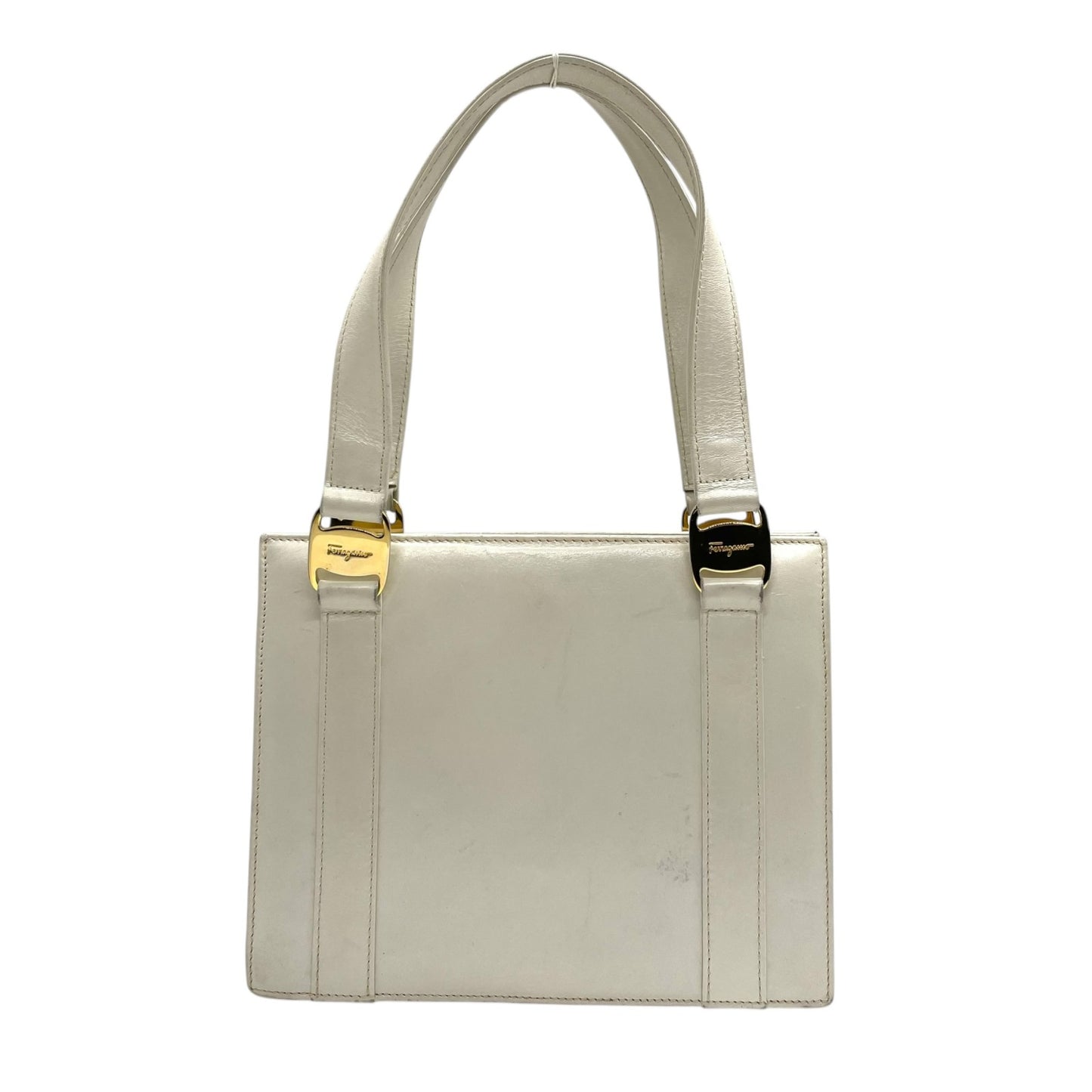 Salvatore Ferragamo サルヴァトーレフェラガモ ヴィンテージ ハンドバッグ レザー ホワイト ゴールド金具 K7