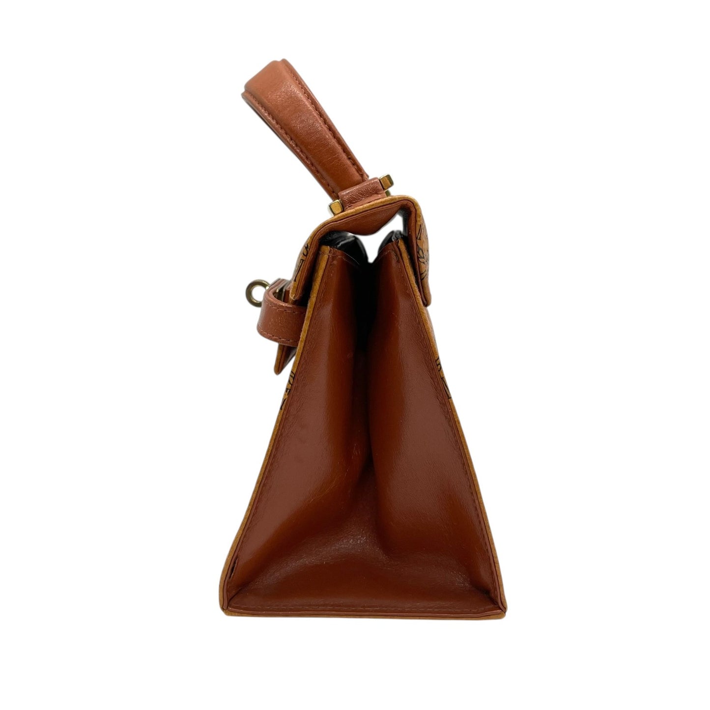 MCM エムシーエム ヴィセトス ハンドバッグ トップハンドルバッグ ベルトデザイン コニャック レザー ミニバッグ c4