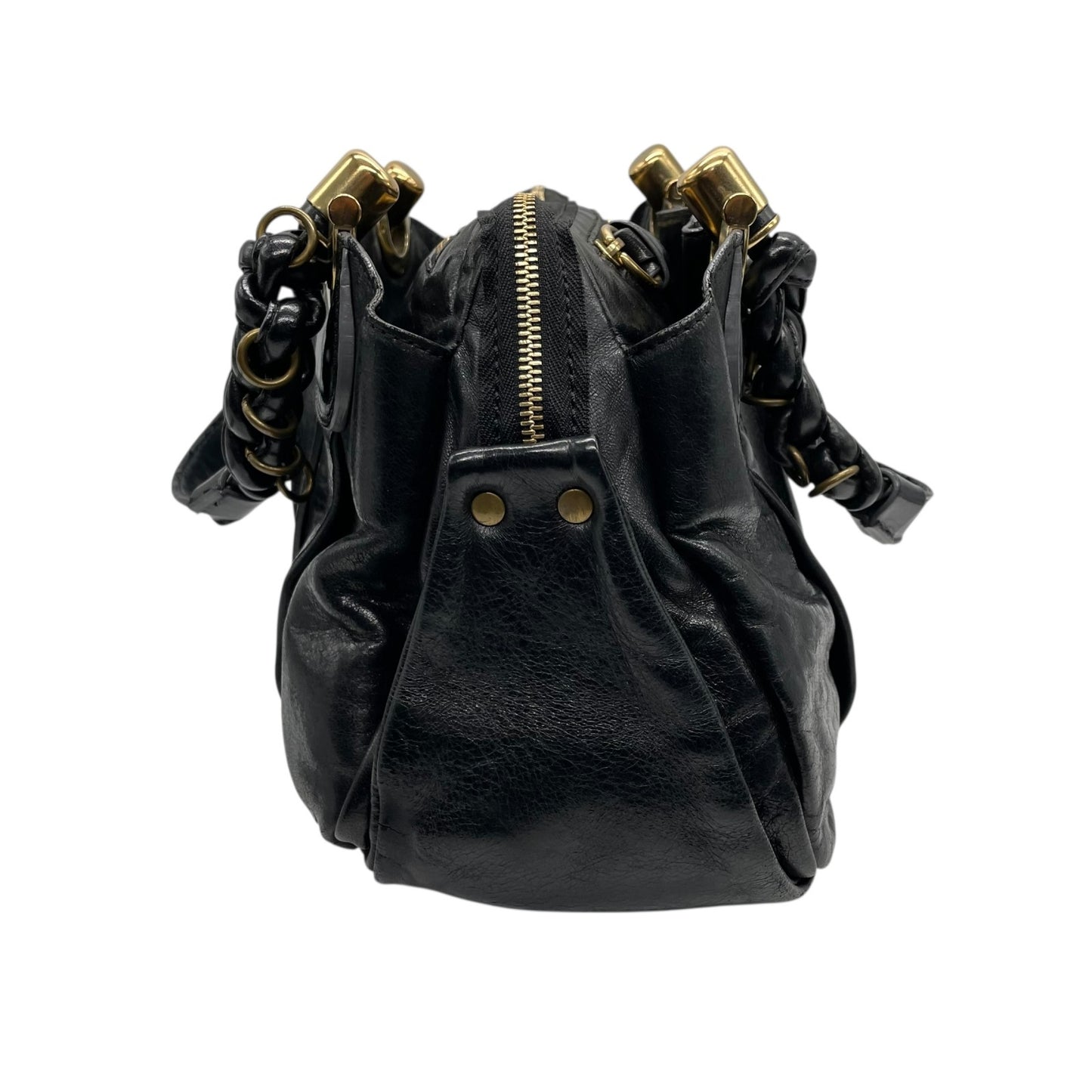 クロエ Chloé エロイーズ Eloise レザー ハンドバッグ ブラック ゴールド金具 編み込みハンドル Y2K 2000s ヴィンテージ レザーバッグ