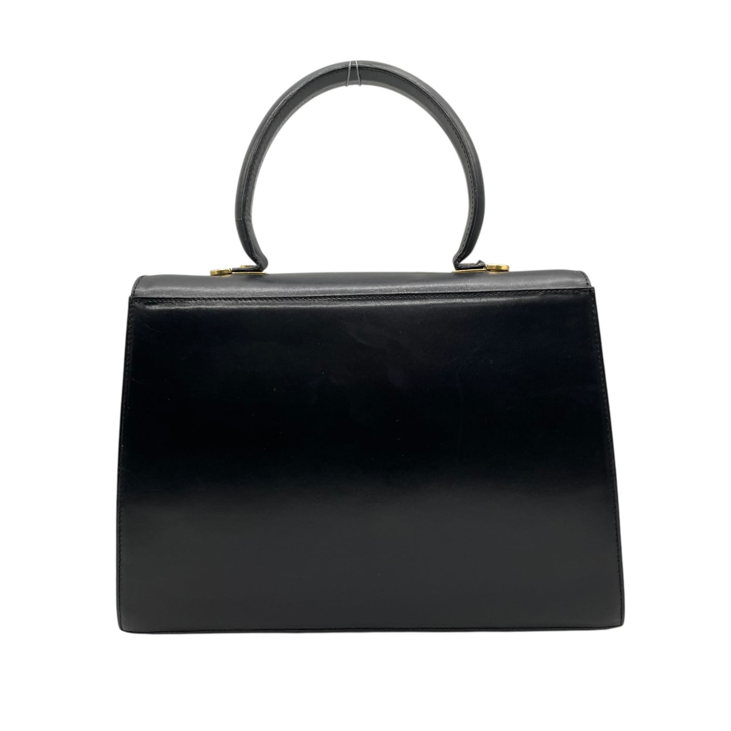 Salvatore Ferragamo フェラガモ ガンチーニ ハンドバッグ カーフレザー ブラック ゴールド金具 ヴィンテージ フォーマル A