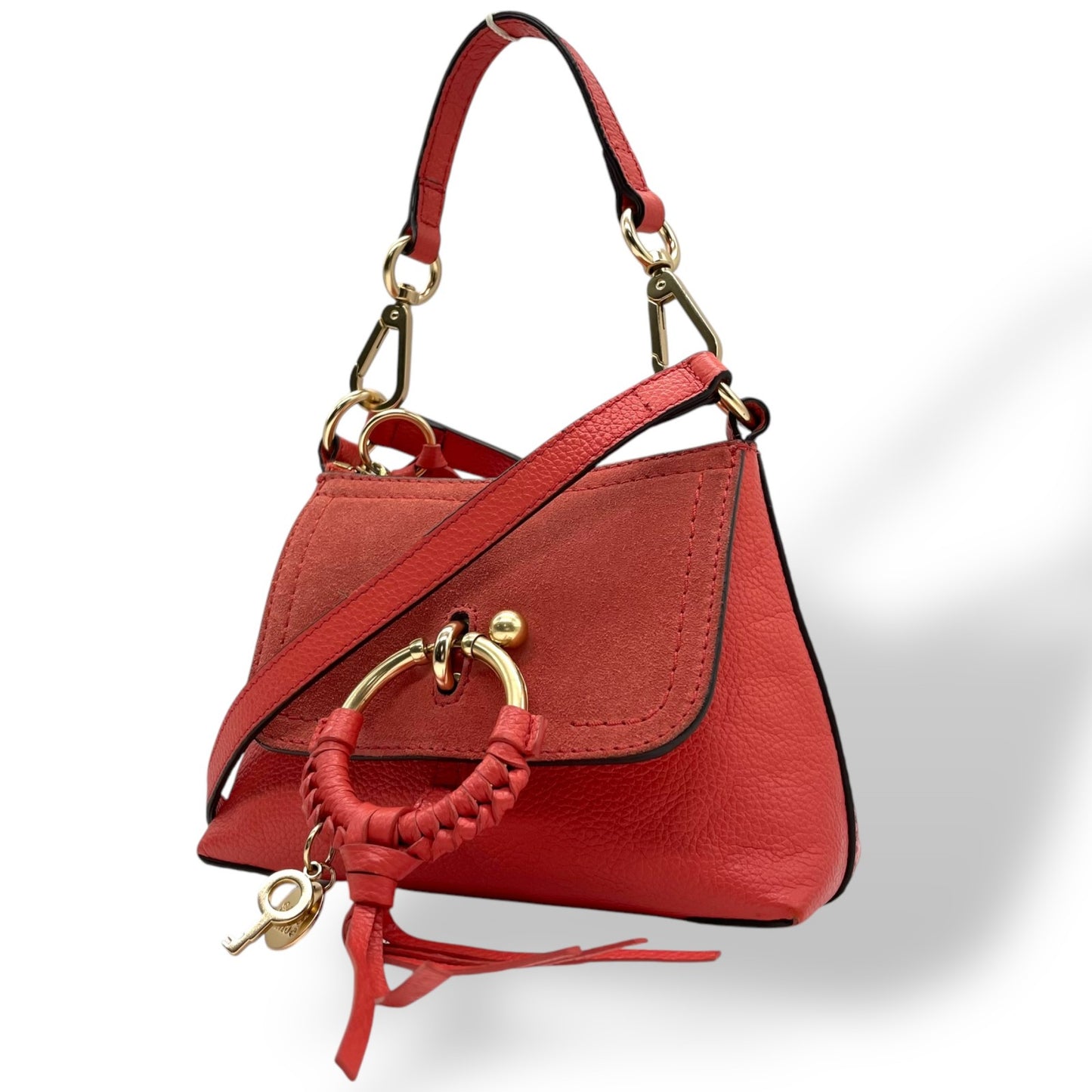 美品 シーバイクロエ ２WAY ハンドバッグ ショルダー ジョアンミニ スウェード レザー ピンク レディース フラップ K7