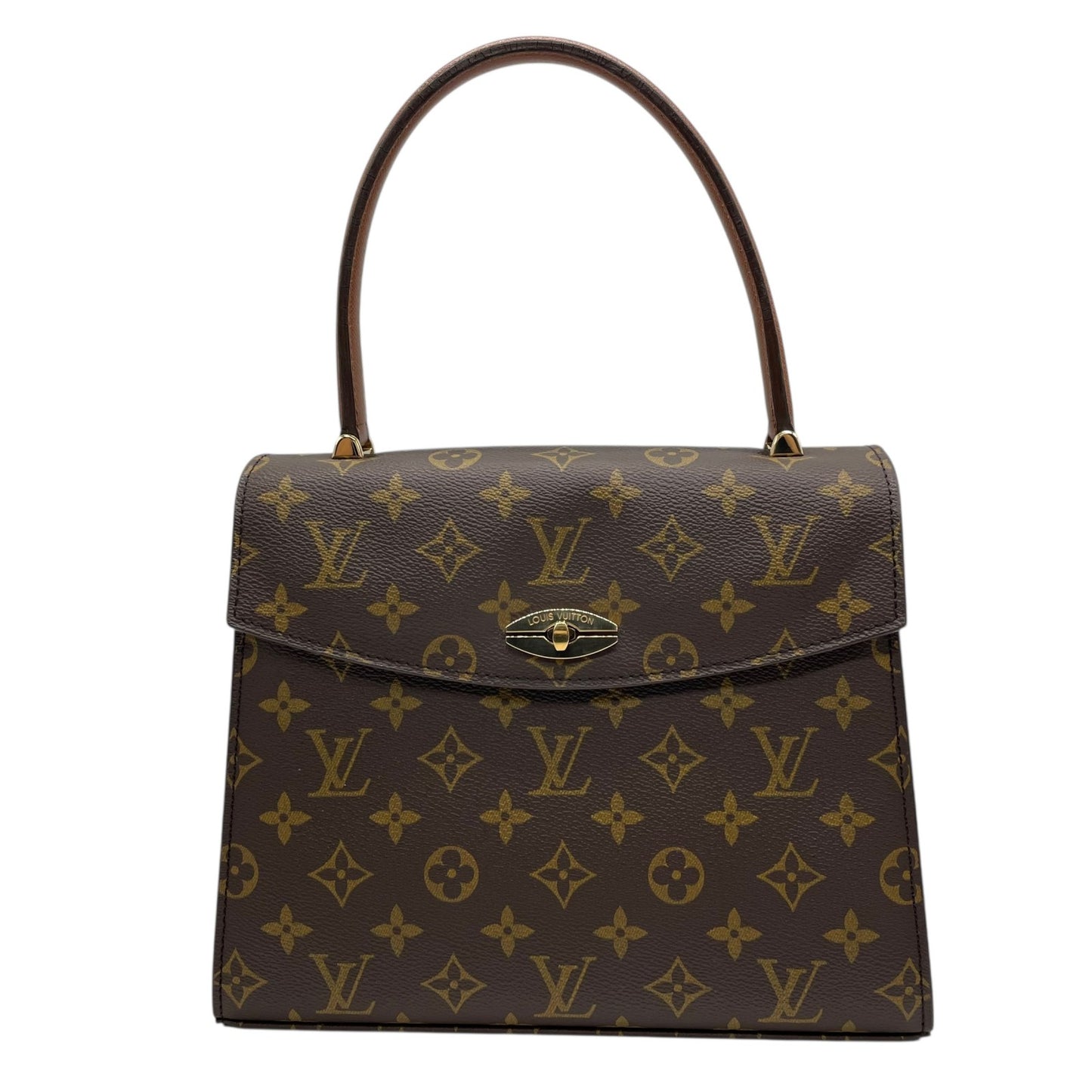 Authentic LOUIS VUITTON Monogram Marzelive Handbag M51379 Brown PVC Leather Gold Hardware Top Handle Flap Closure Women's