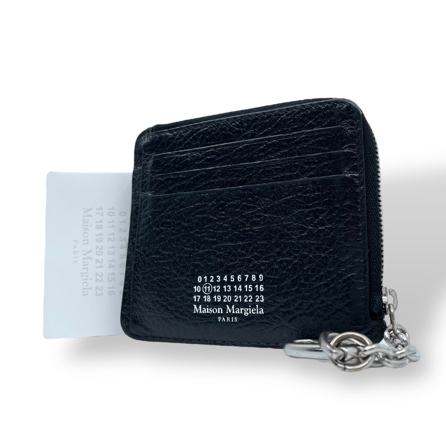 Maison Margiela メゾンマルジェラ カードケース コインケース 黒 ブラック 4ステッチ レザー ギャランティカード付き W5