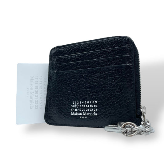 Maison Margiela メゾンマルジェラ カードケース コインケース 黒 ブラック 4ステッチ レザー ギャランティカード付き W5