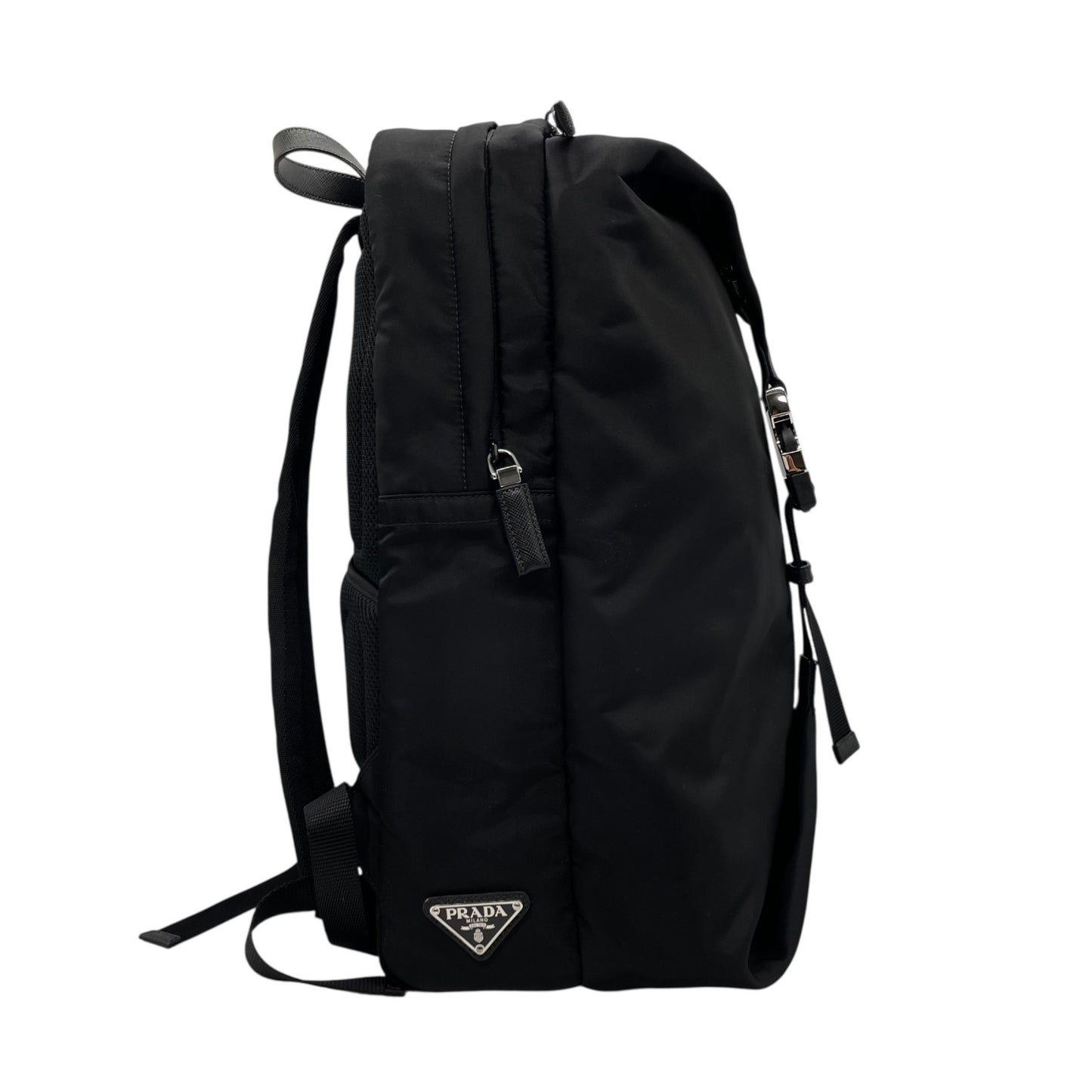 美品 PRADA プラダ リュックサック バッグパック リナイロン トライアングルロゴ 2VZ028 黒 NERO ブラック シルバー金具 メンズ C